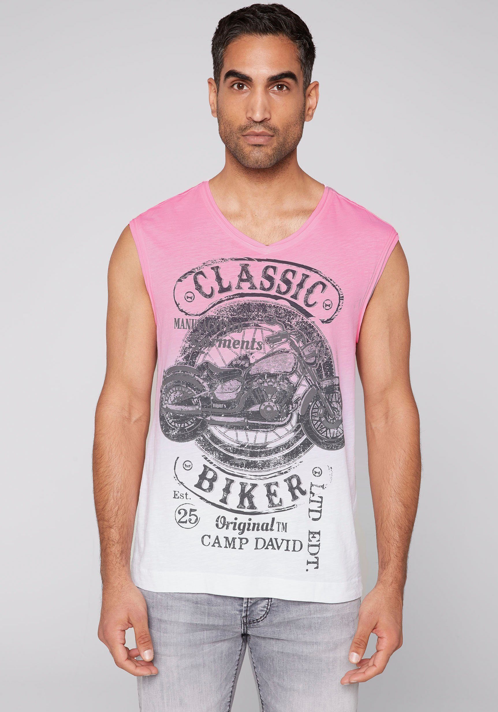CAMP DAVID V-Shirt neon pink / opticwhite | V-Shirts
