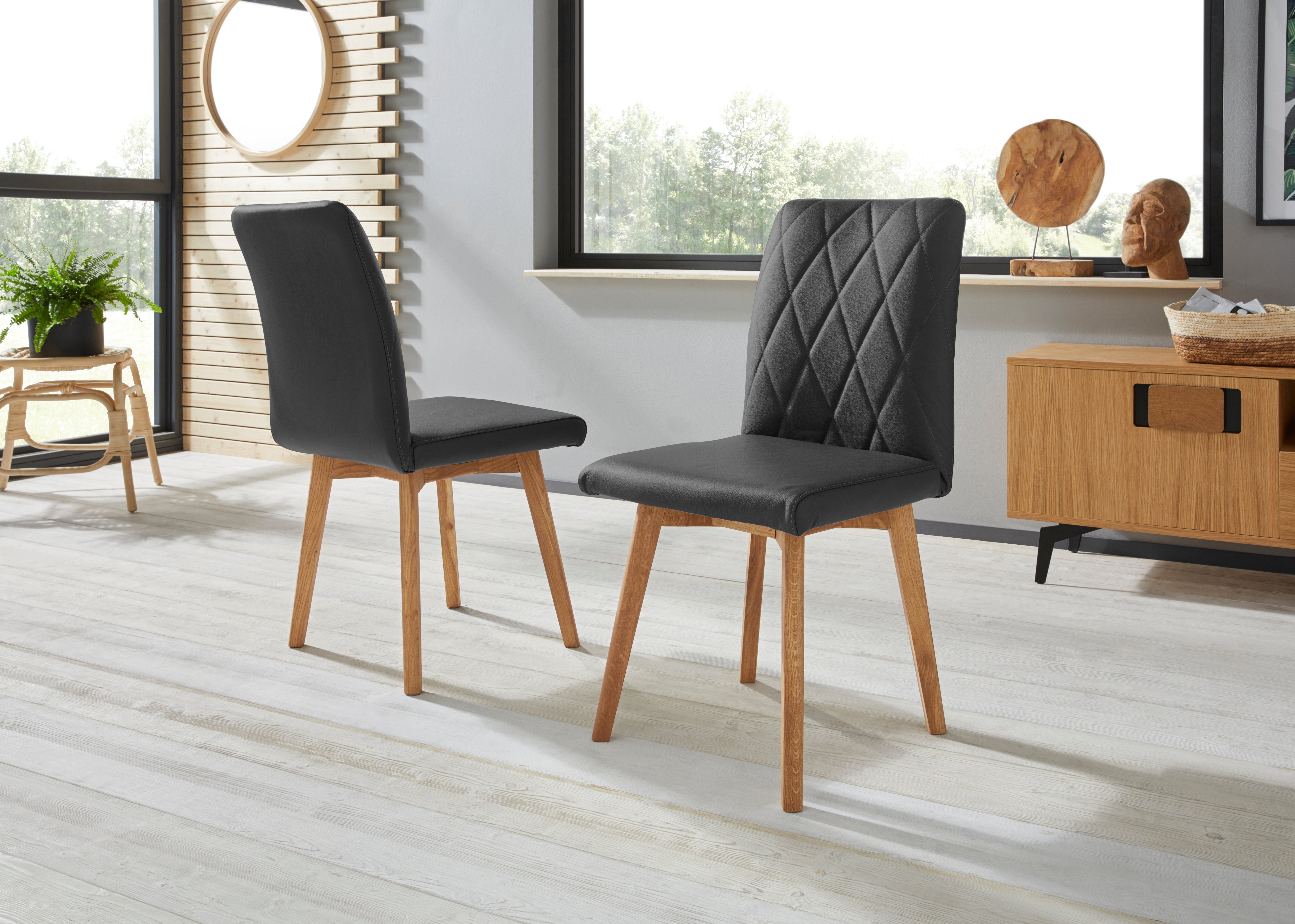 Home affaire Esszimmerstuhl Brest (Set, 2 St), Gestell aus Eiche Massivholz günstig online kaufen