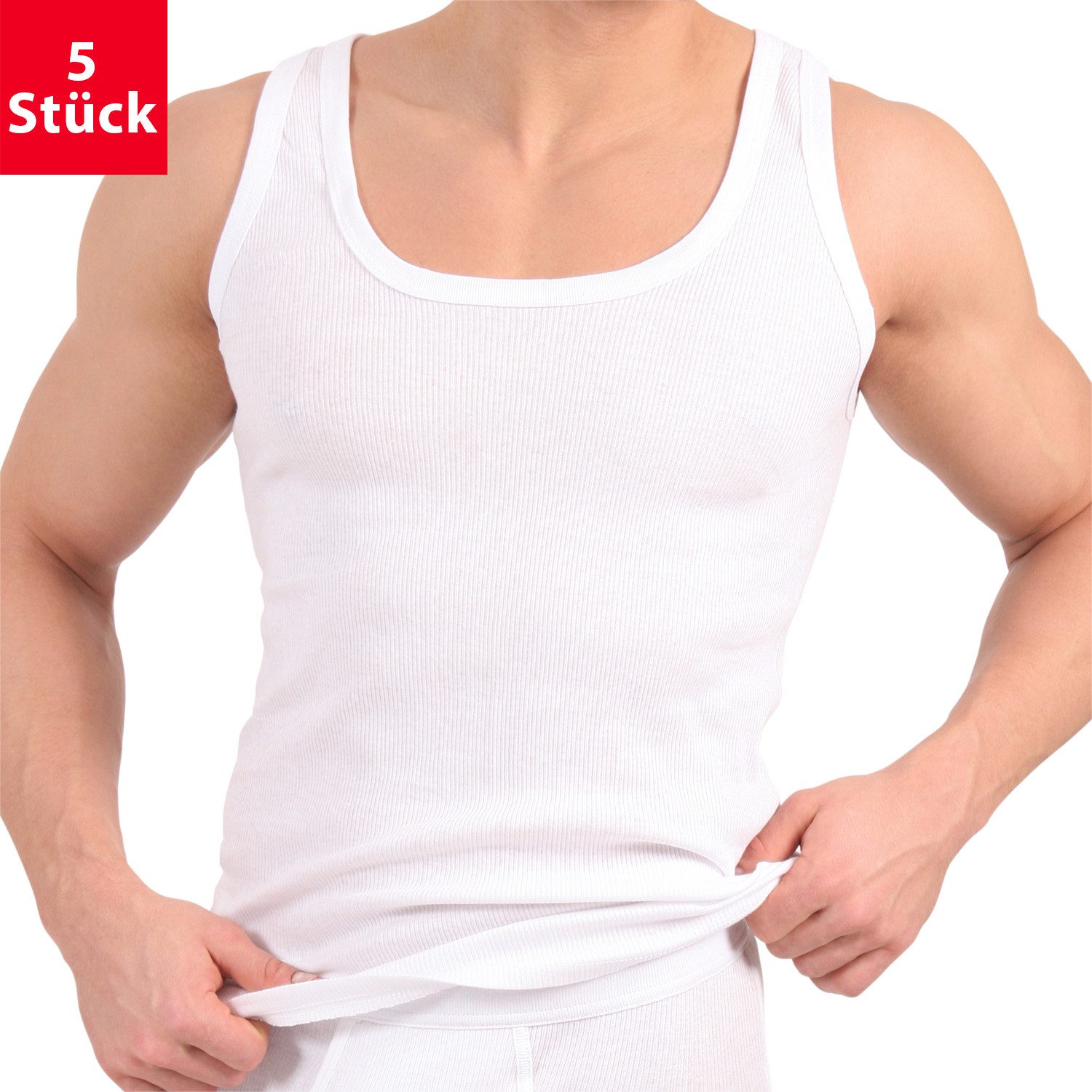 Unterhemd Herren Unterhemd (5er Pack) Doppelripp Tanktop aus Baumwolle