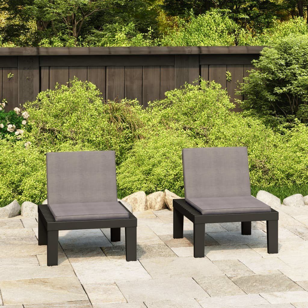 furnicato Gartenstuhl Gartenstühle mit Auflagen 2 Stk. Kunststoff Grau