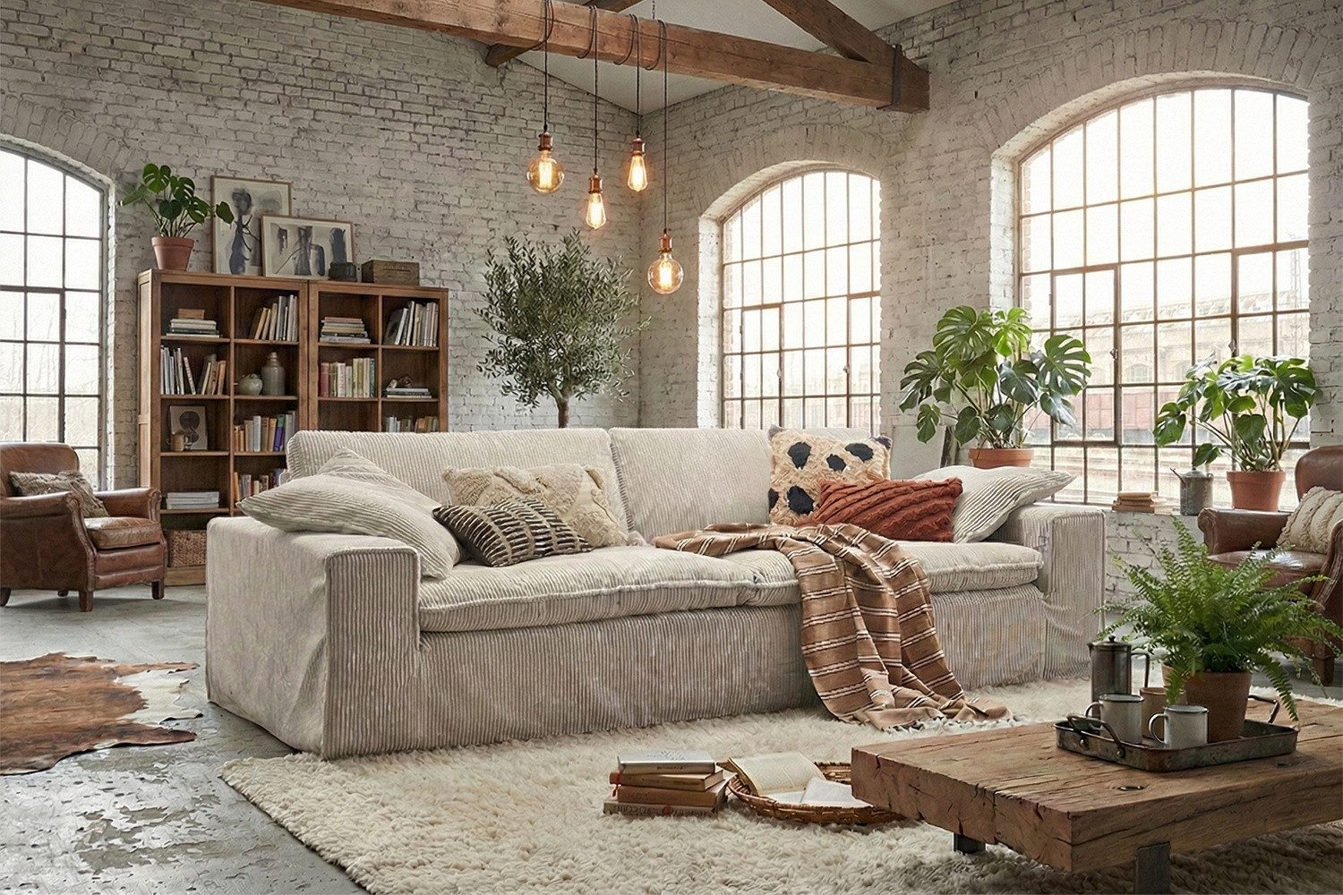 KAWOLA Sofa NETTA, Sofa Couch Cord Bezug abziehbar, verschiedene Breiten und Farben