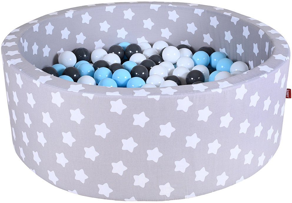 Knorrtoys® Мячиbad Soft, Grey White Stars, mit 300 Мячи creme/Grey/lightBlue; Made in Europe