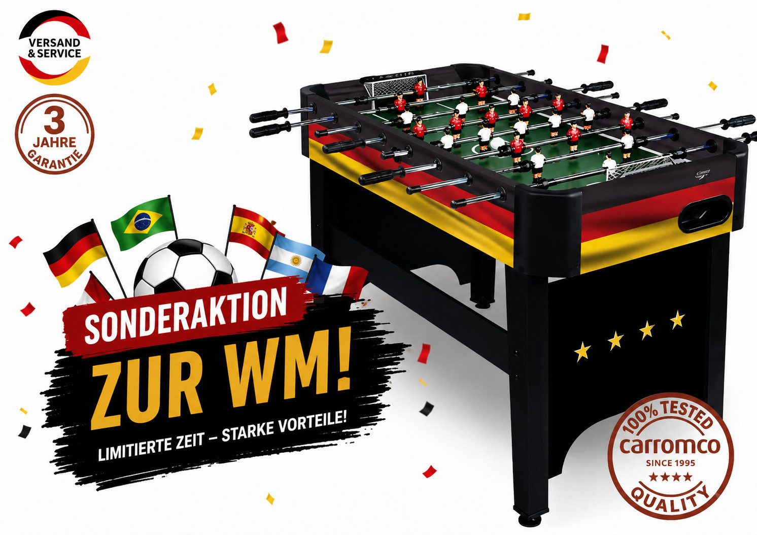 Carromco Kickertisch Deutschland-XT - Tischfußball Edition im Deutschland-Design, Fussballtisch für Kinder und Erwachsene