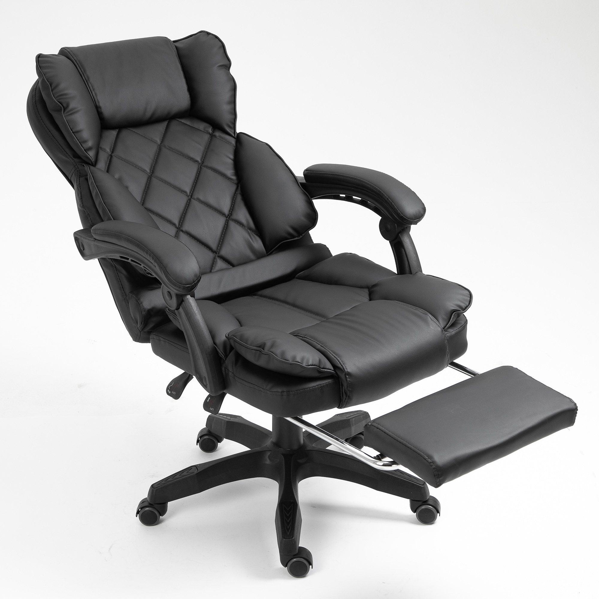 TRISENS Chefsessel Sokrat (1 mit Home Fußstütze in Lederoptik Stück), Schwarz Bürostuhl Office Chair und Polsterung