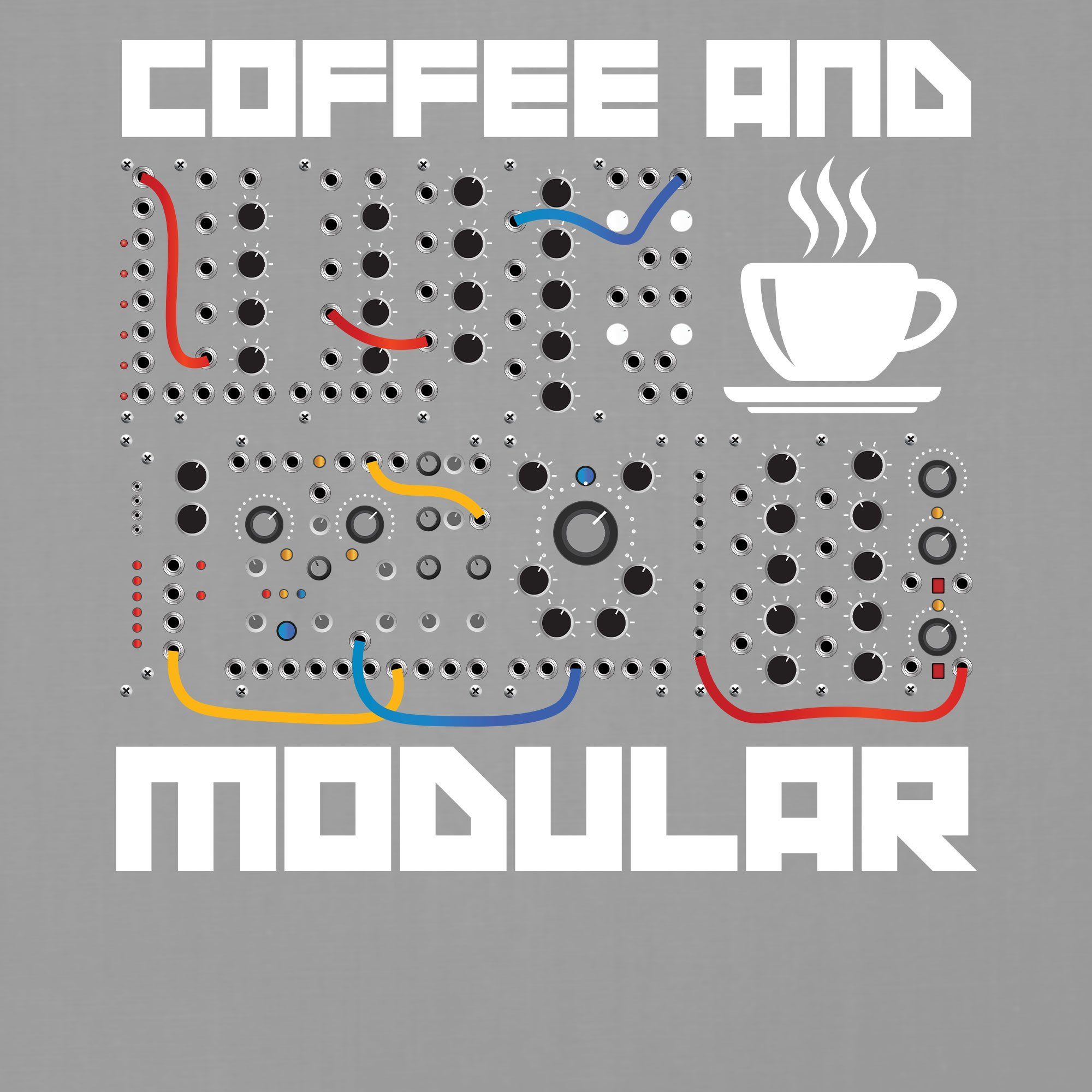 (1-tlg) T-Shirt Kurzarmshirt Formatee Modular Synthesizer Grau Quattro Heather and Herren Musiker Elektronische Coffee -
