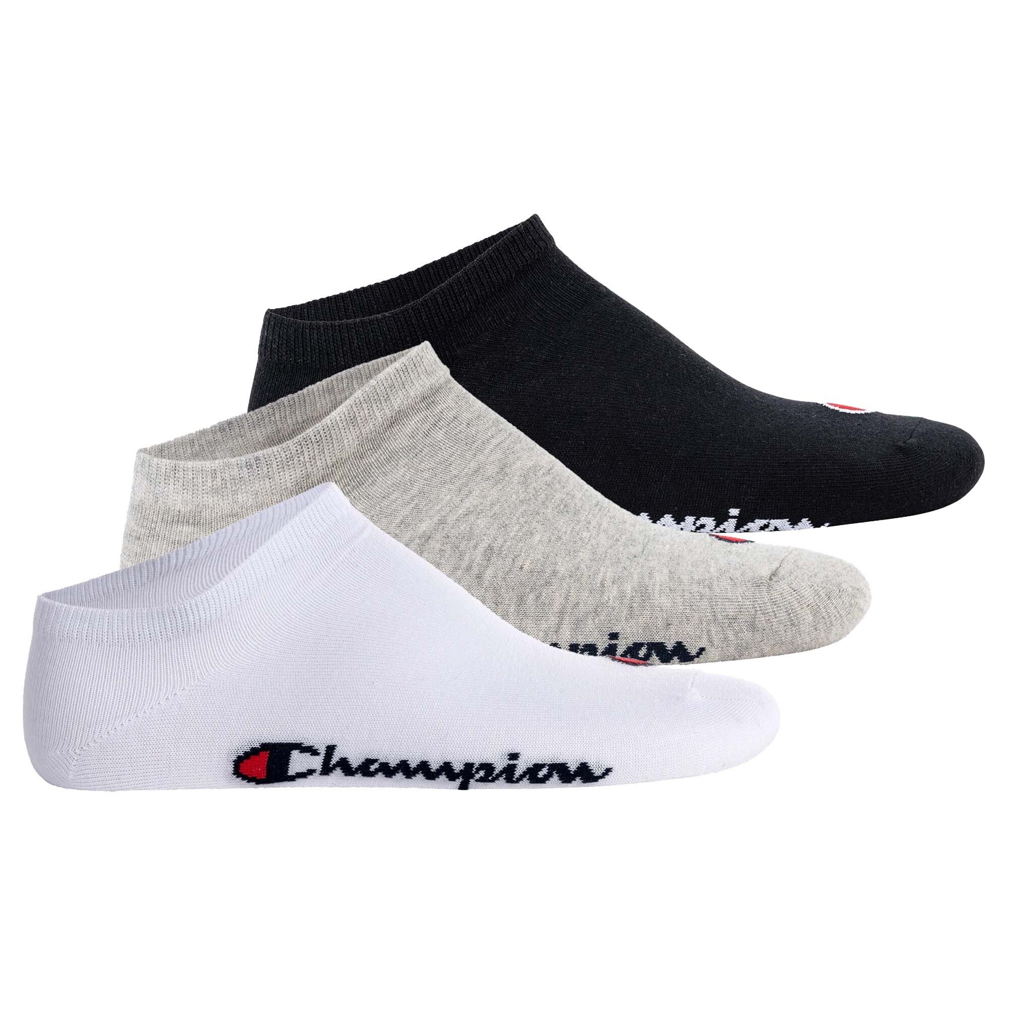 Champion Sportsocken Unisex Socken, 3 Paar - Sneaker Socken Basic Schwarz/Weiß/Grau
