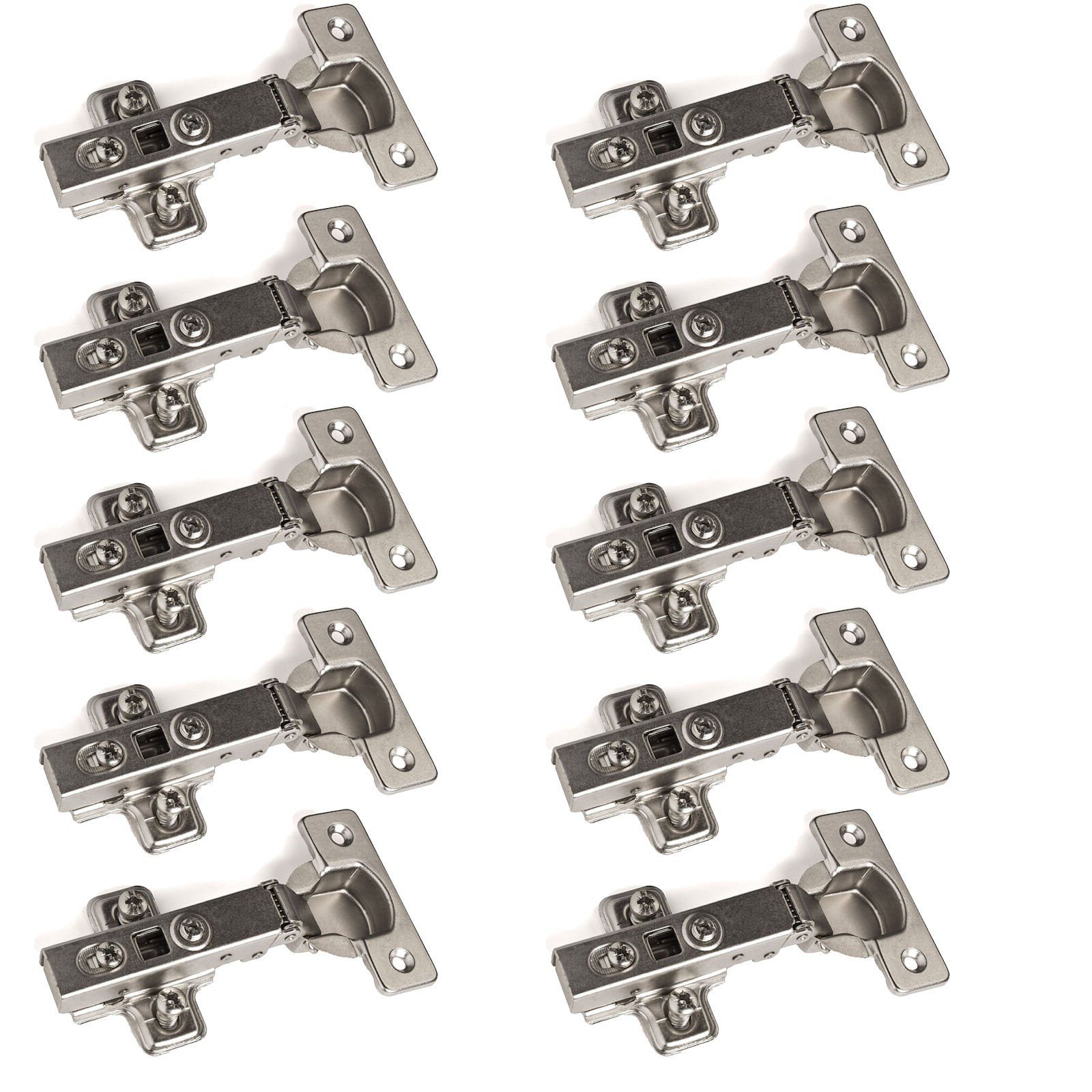 SO-TECH® Türbeschlag Topfband T45 / T52, Eckanschlag, mit Dämpfer + Kreuzplatte (10 St), Scharnier Scharniere Topfscharniere
