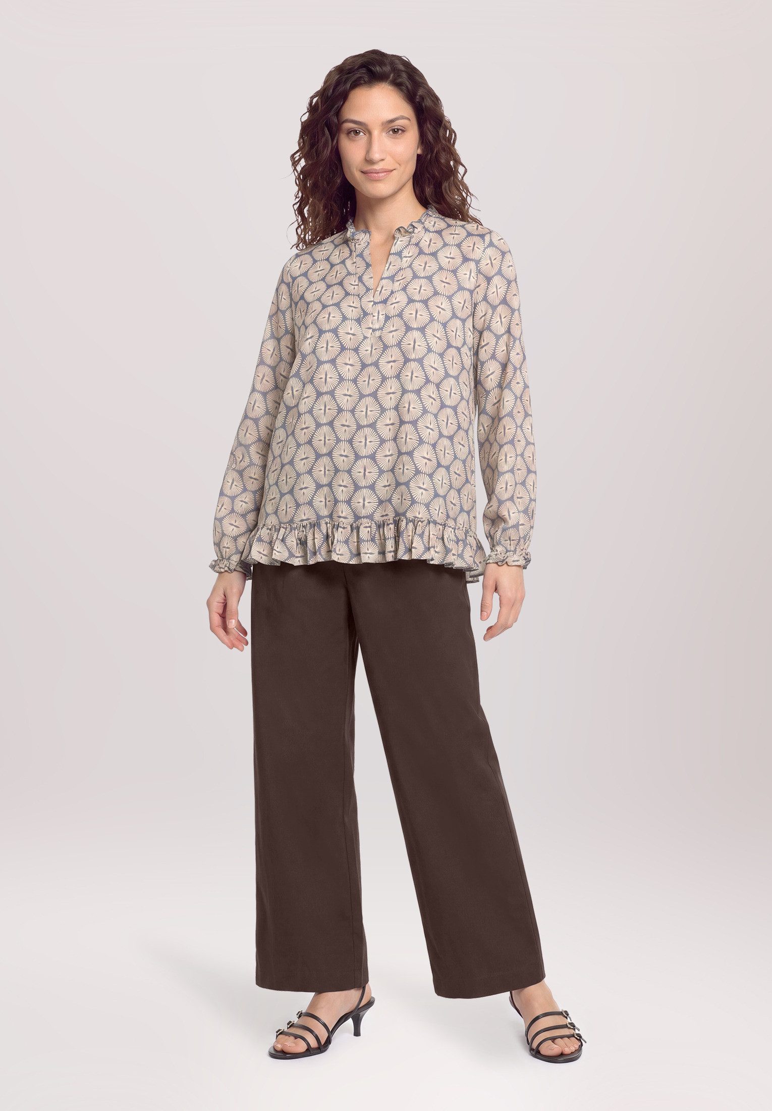 Cartoon Schlupfbluse Damen mit Raffung