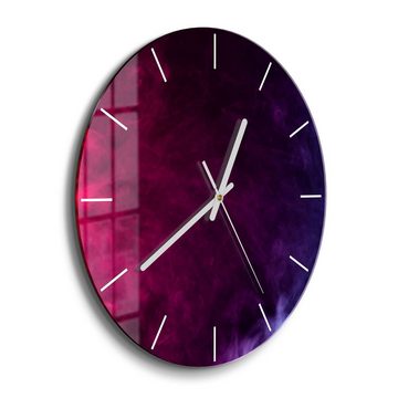 DEQORI Wanduhr 'Bunter Farbdunst' (Glas Glasuhr modern Wand Uhr Design Küchenuhr)