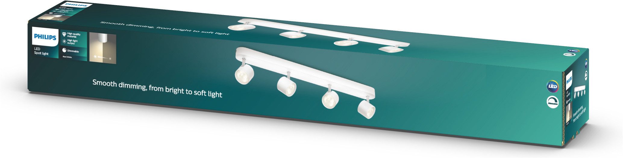 Philips LED Deckenspot myLiving Star 4flg., 2000lm, Weiß, LED fest integriert, Warmweiß