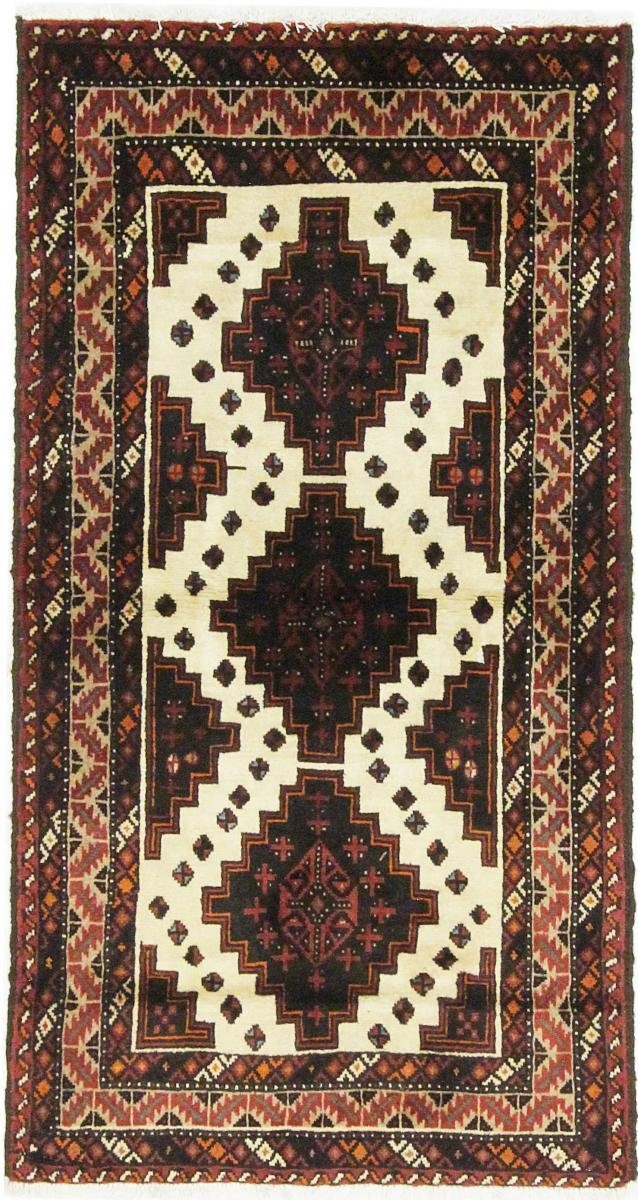 Orientteppich Belutsch 93x178 Handgeknüpfter Orientteppich / Perserteppich Läufer, Nain Trading, rechteckig, Höhe: 6 mm