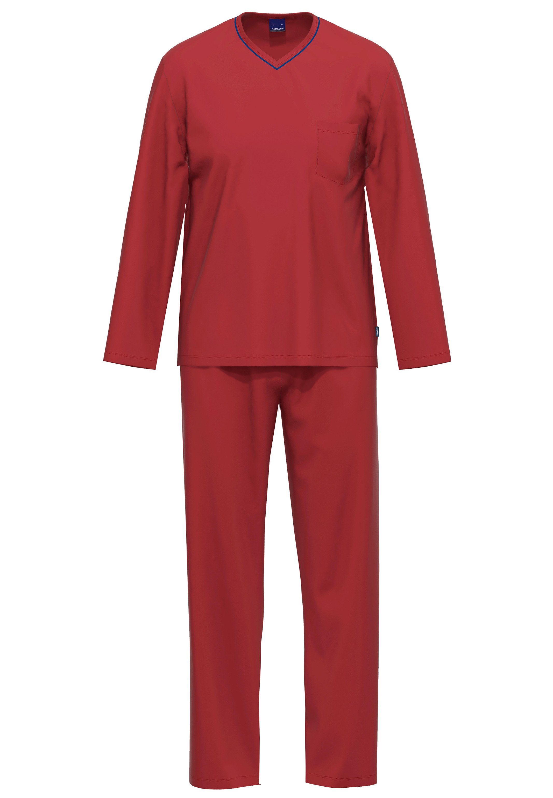 Ammann Pyjama Organic Cotton Pure Haut tlg) Merlot - Schnittform, Schlafanzug Angenehm Baumwolle auf Lockere 2 (Set, der 
