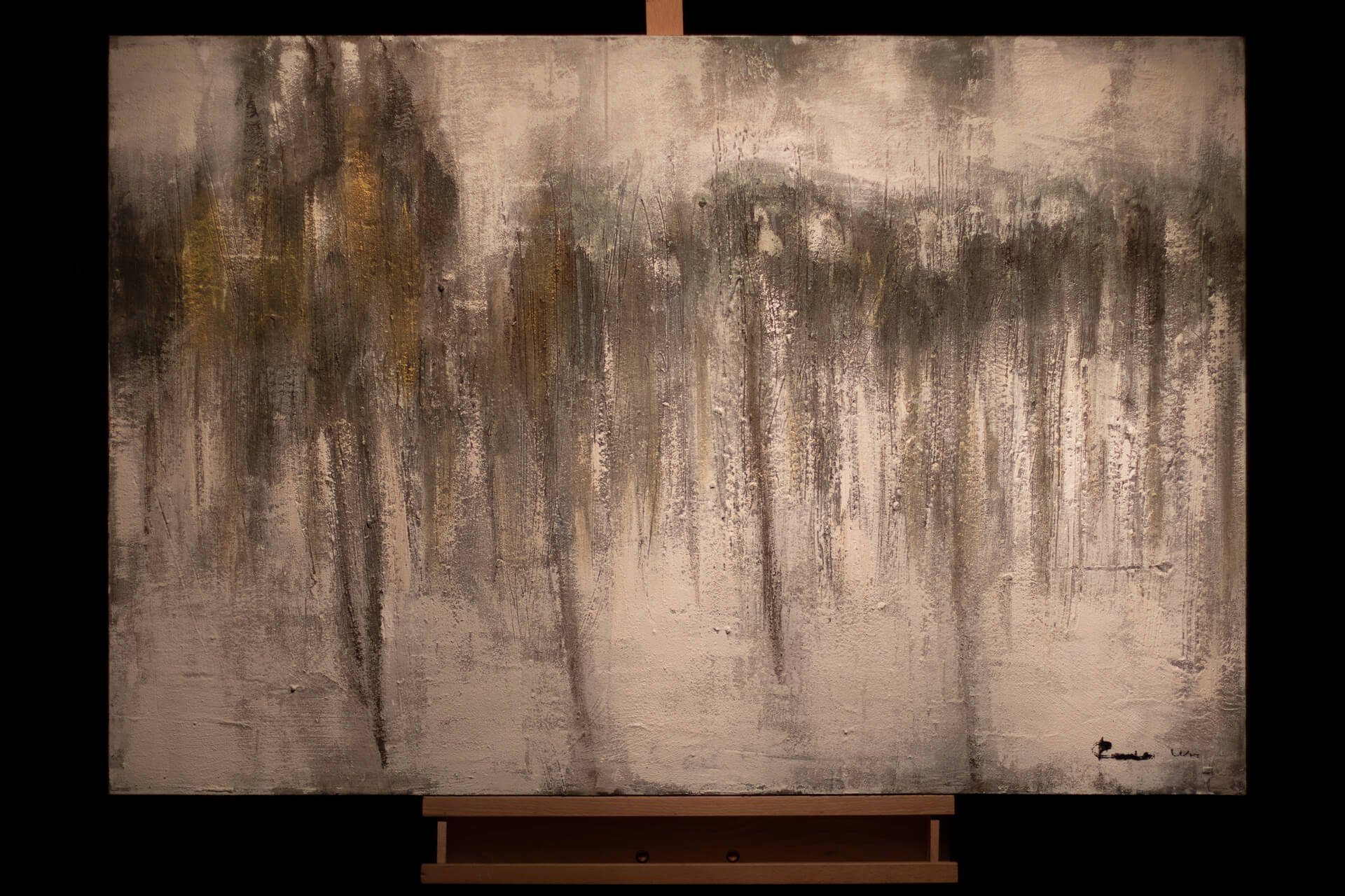 Leinwandbild Wohnzimmer Day KUNSTLOFT HANDGEMALT Rainy Gemälde Wandbild 100% 120x80 cm,