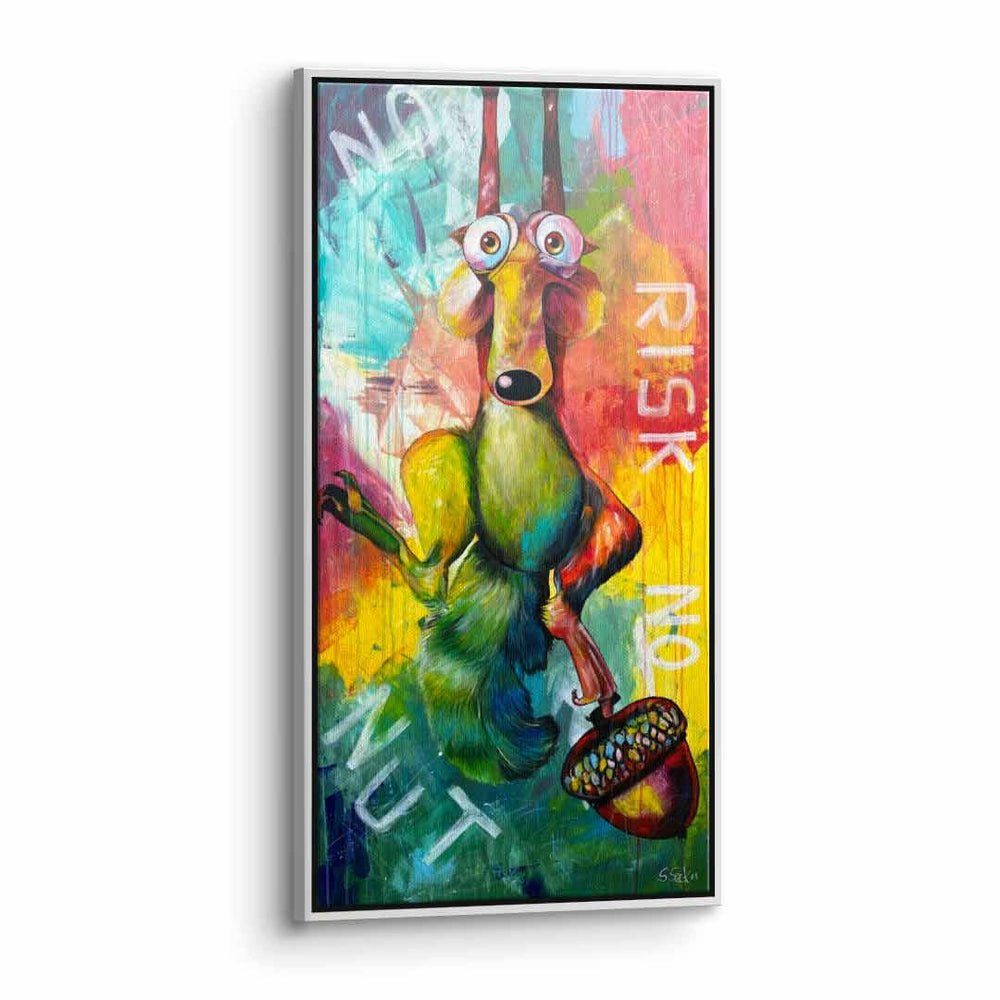 DOTCOMCANVAS® Leinwandbild, Leinwandbild Scrat weißer Rah Risk No no mit Nut Rahmen Eichhörnchen premium Age Ice