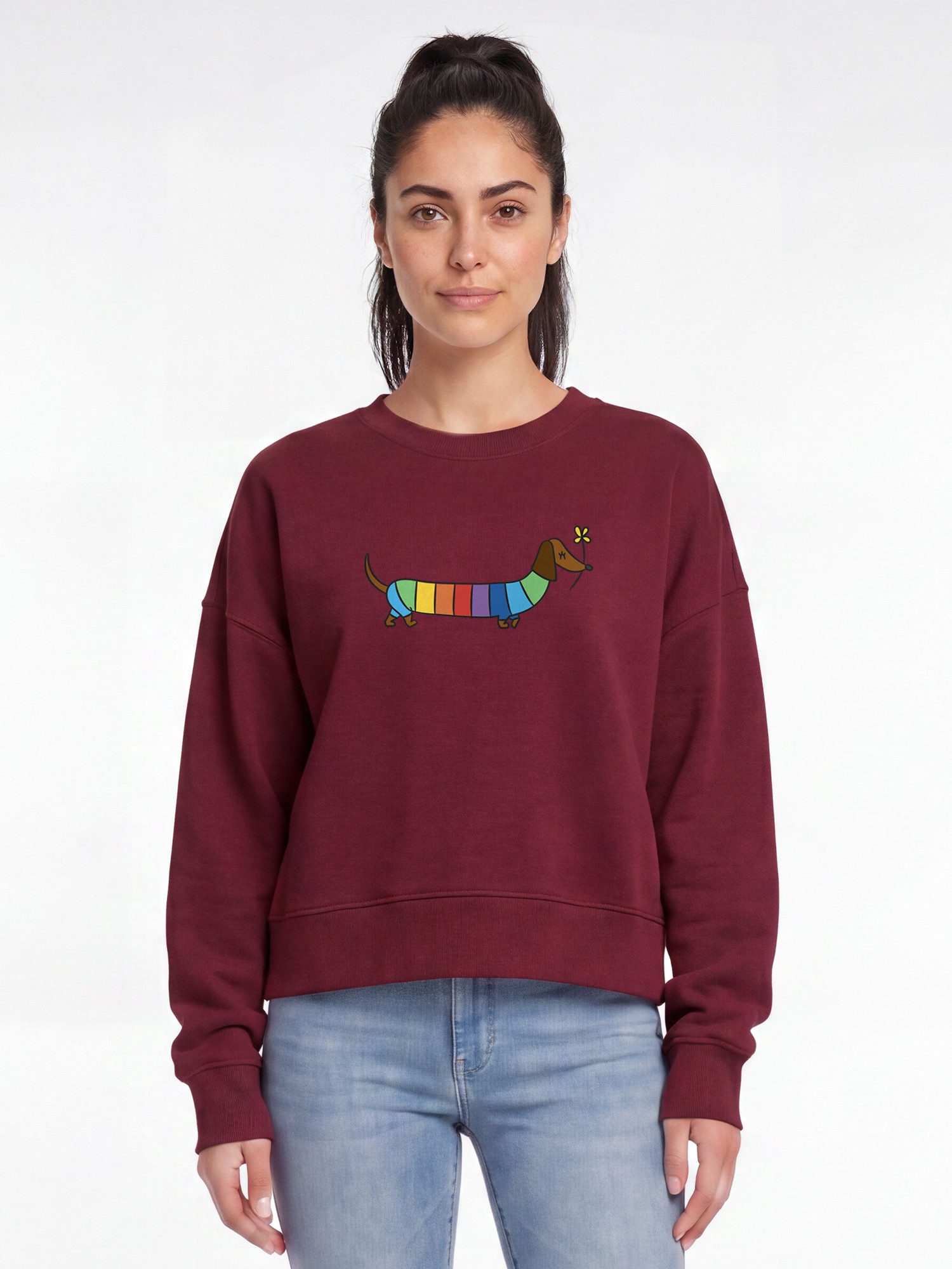 wat? Apparel Sweatshirt Regenbogen Dackel