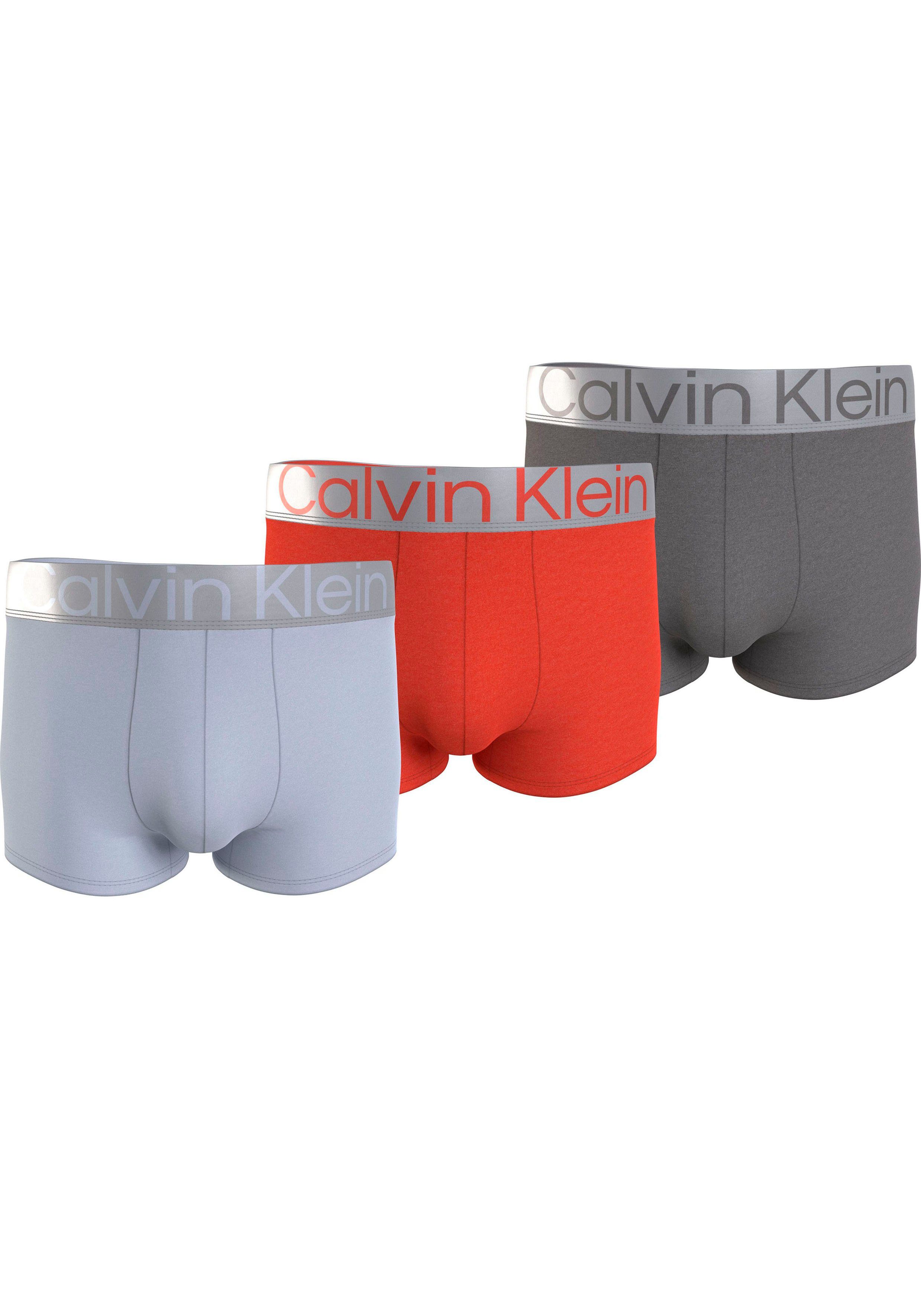 ARCTIC_ICE,_RED_CLAY,_CHARCOAL_GREY 3er-Pack) Trunk Logo-Elastikbund 3-St., Underwear 3PK Klein TRUNK (Packung, mit Calvin