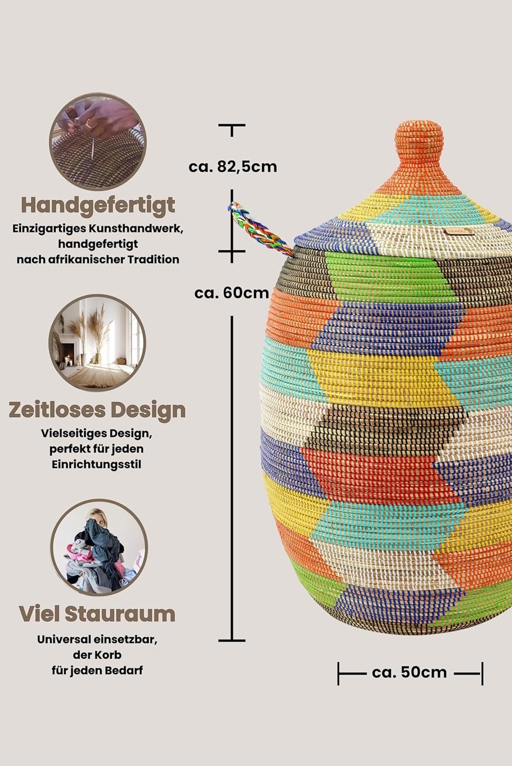 YAADU Wäschekorb mit Deckel 100L – günstig online kaufen