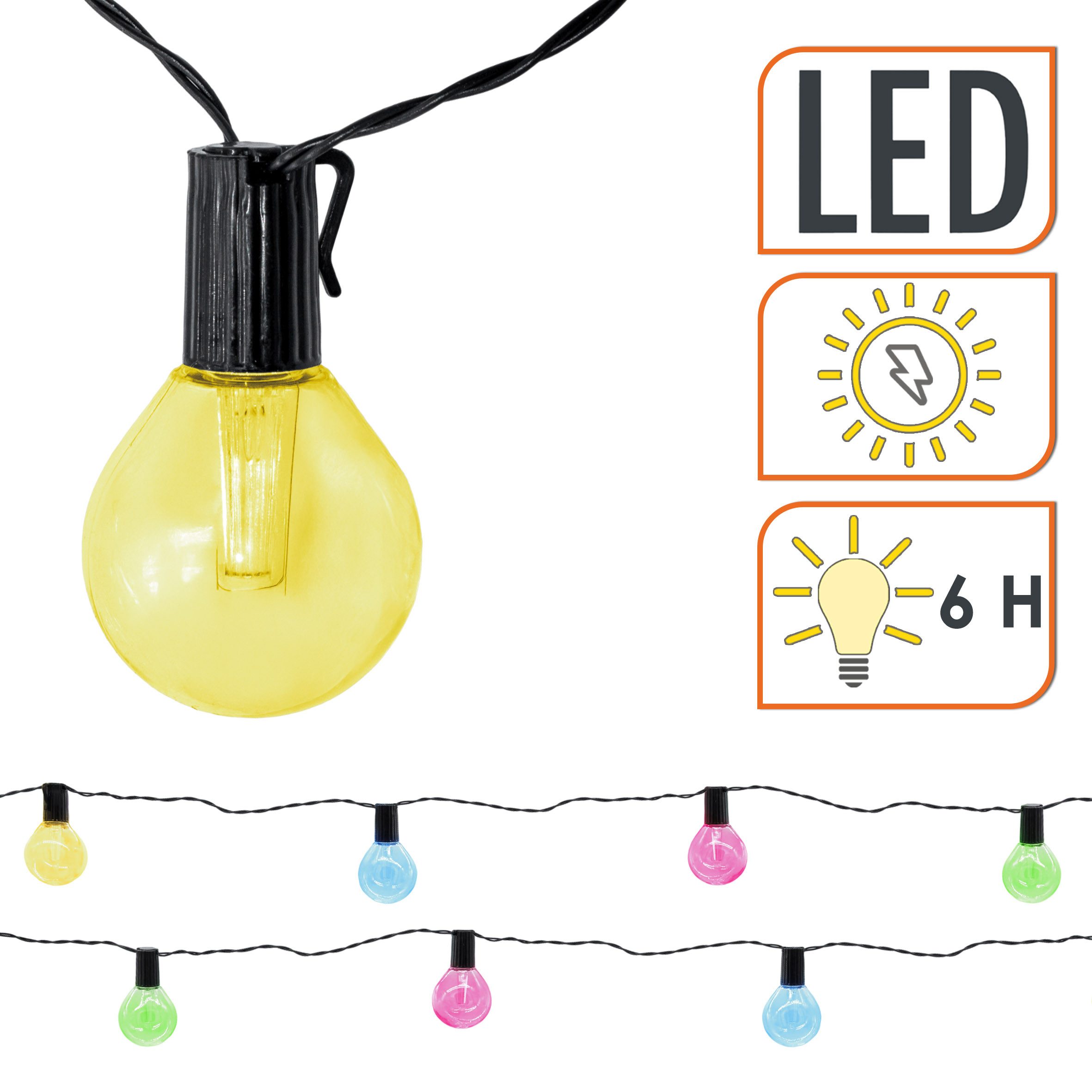 Spetebo LED Dekolicht Solar Lichterkette mit 20 Glühbirnen, solarbetrieben, LED, warm weiß, Party Lichterkette für den Garten