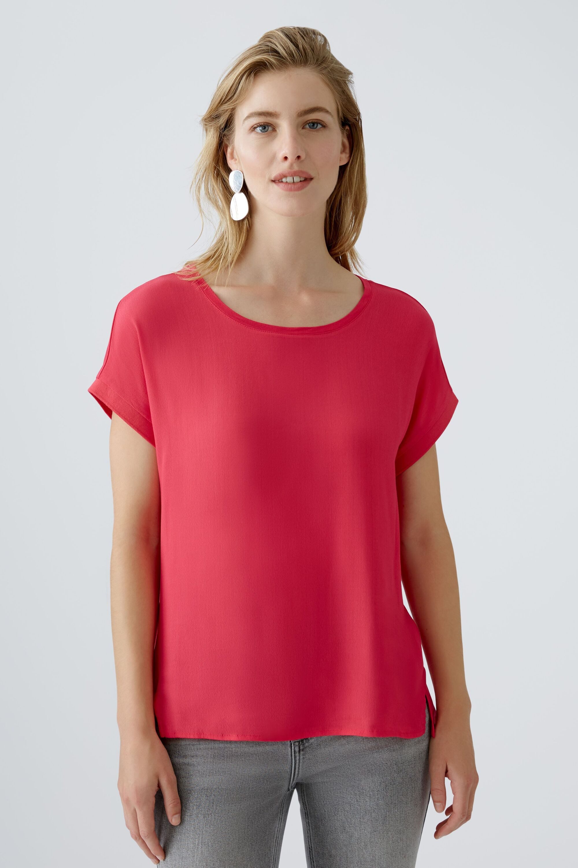 Oui Kurzarmbluse AYANO Blusenshirt 100% Viskosepatch günstig online kaufen