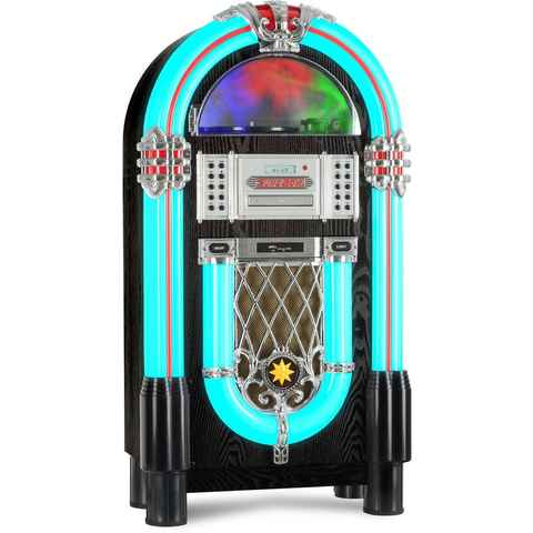 Beatfoxx GoldenAge 40er/50er Jahre Jukebox Stereoanlage (UKW/MW-Radio, 60 W, Retro Musikbox mit LED-Beleuchtung, CD-Player, Bluetooth, USB-SD, AUX)