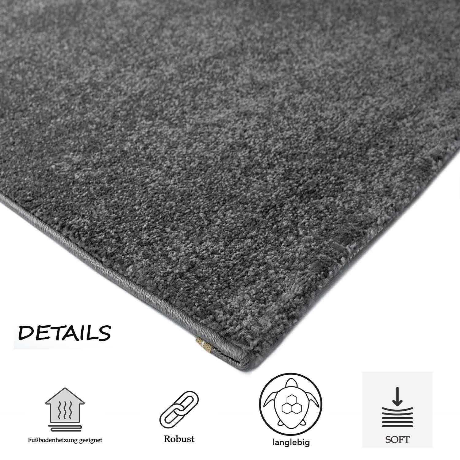 Vimoda Teppich Teppich Wohnzimmer Kurzflor, Rechteckig, Höhe: 8 mm, Teppich Einfarbig weich gewebt, Modern, in Versch. Größen & Farben