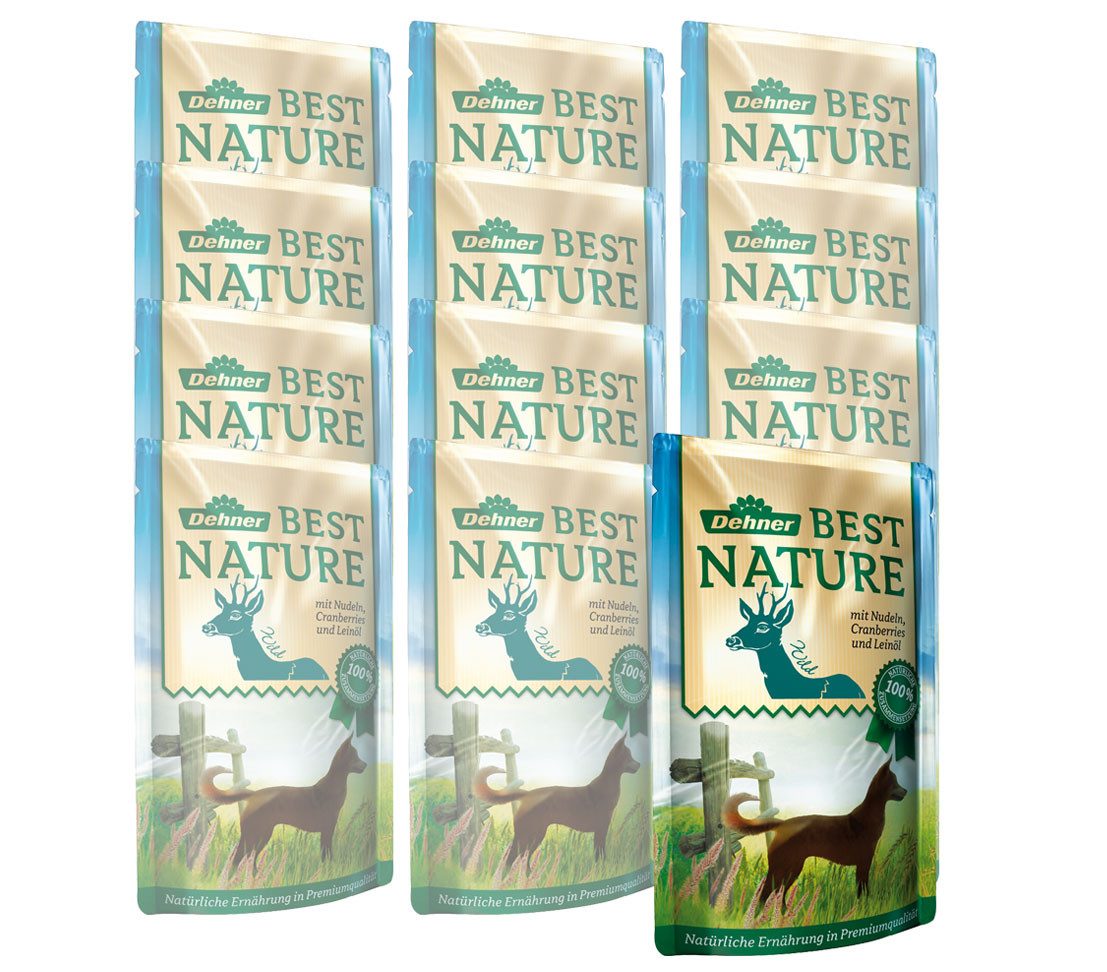 Dehner Best Nature Adult, versch. Sorten im Beutel, 12 x 150 g (1.8 kg) Wild, Nassfutter für: Hunde, Nassfutter für ausgewachsene Hunde