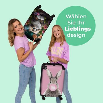 NoBoringSuitcases.com© Handgepäckkoffer Kätzchen - Illustration - Blumen - Natur - Katze 55x35x20cm, 4 Rollen, Koffer mit 4 rollen, Erwachsenen trolley, Reisekoffer