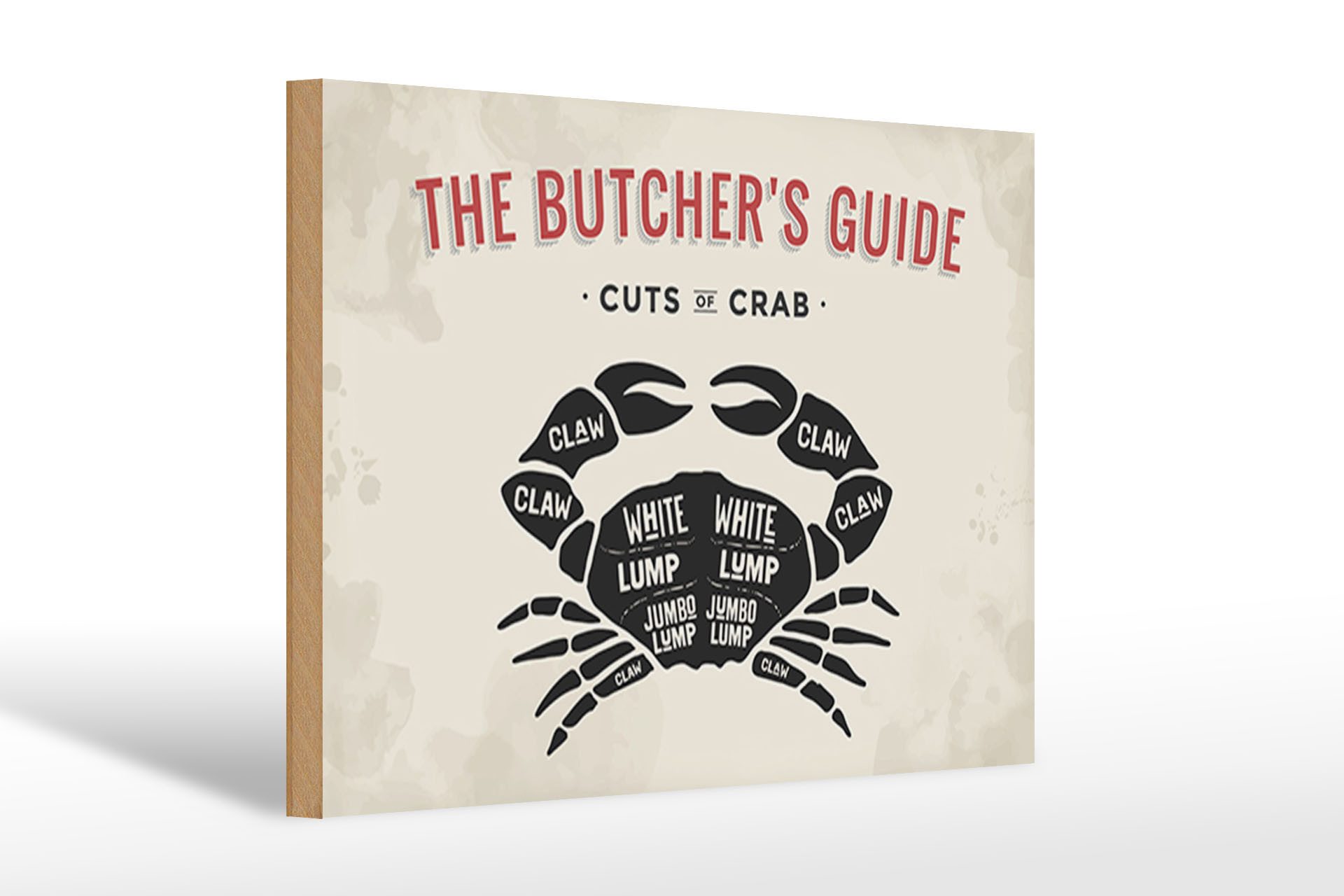 Femer GmbH Holzbild Krabben 30x20cm cuts of crub Fisch, Beruf Arbeit, Essen Trinken Genuss (1 St), Glatte Holzfaserplatte (MDF), vorn beschichtet
