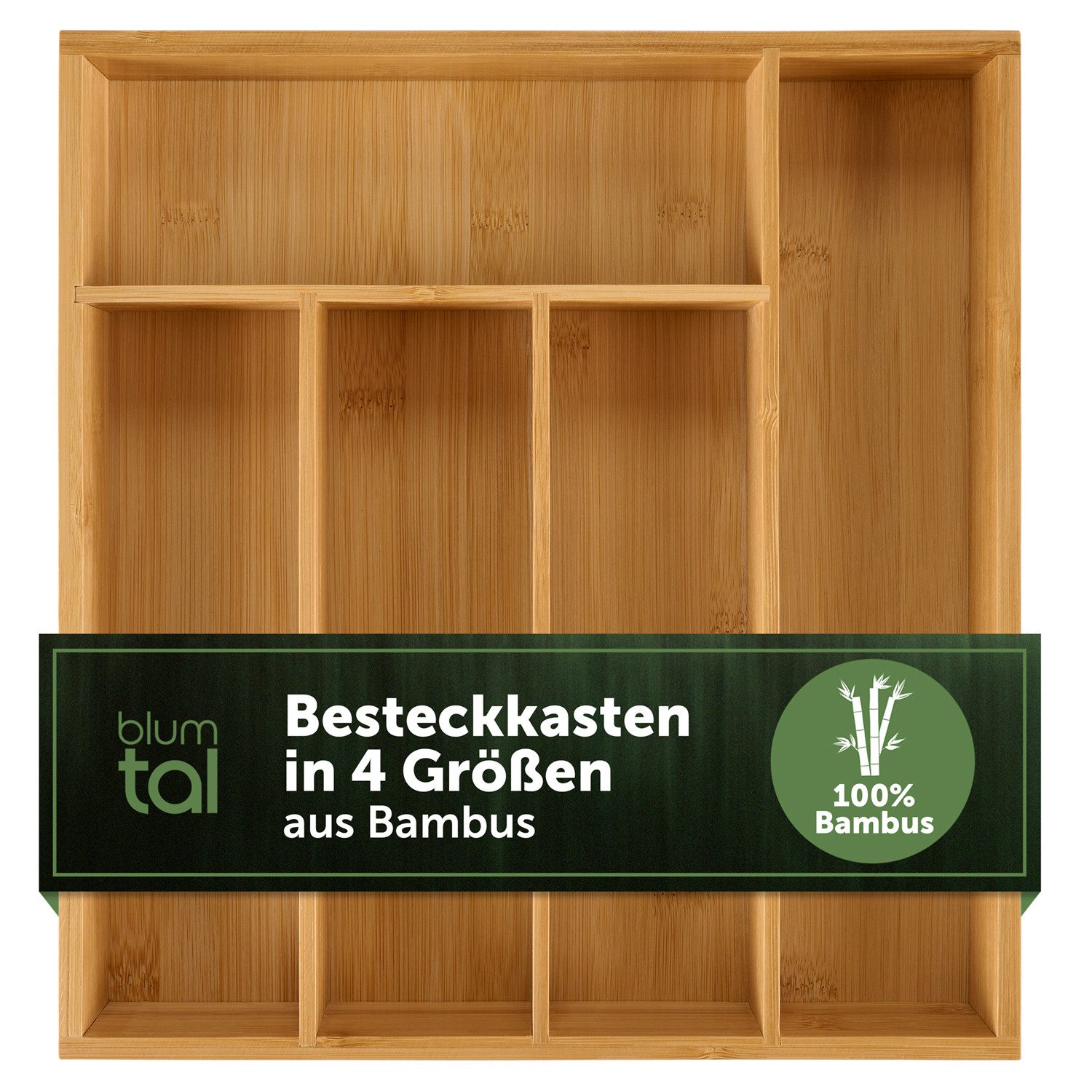 Blumtal Besteckkasten Einlagen, aus Bambus (mit 4 oder 5 Fächern als Organizer für Besteck und Haushaltsartikel), leicht abwischbar, passend für IKEA Maximera