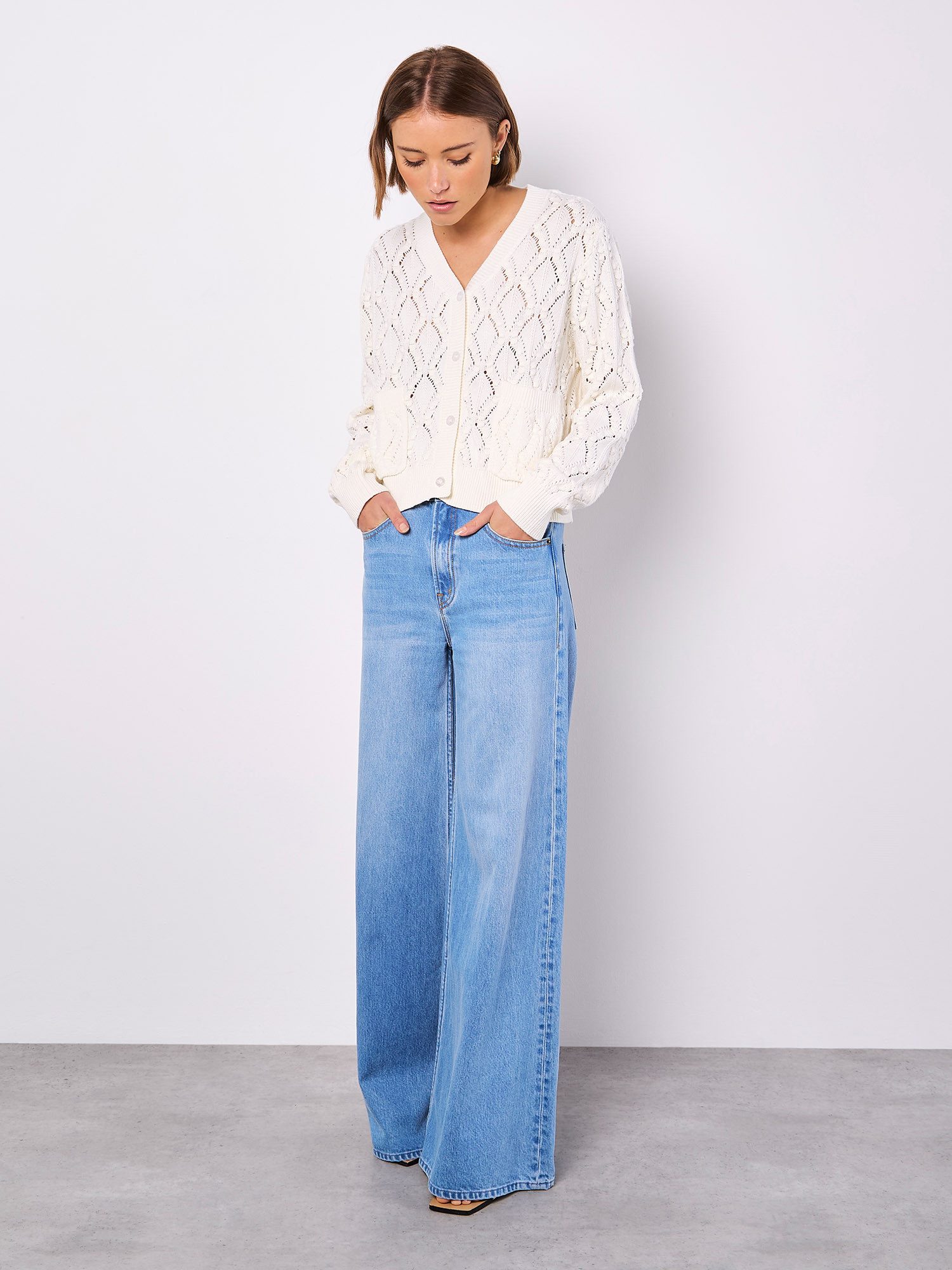 Apricot Cardigan Pointelle-Strickjacke in Lochstrick günstig online kaufen