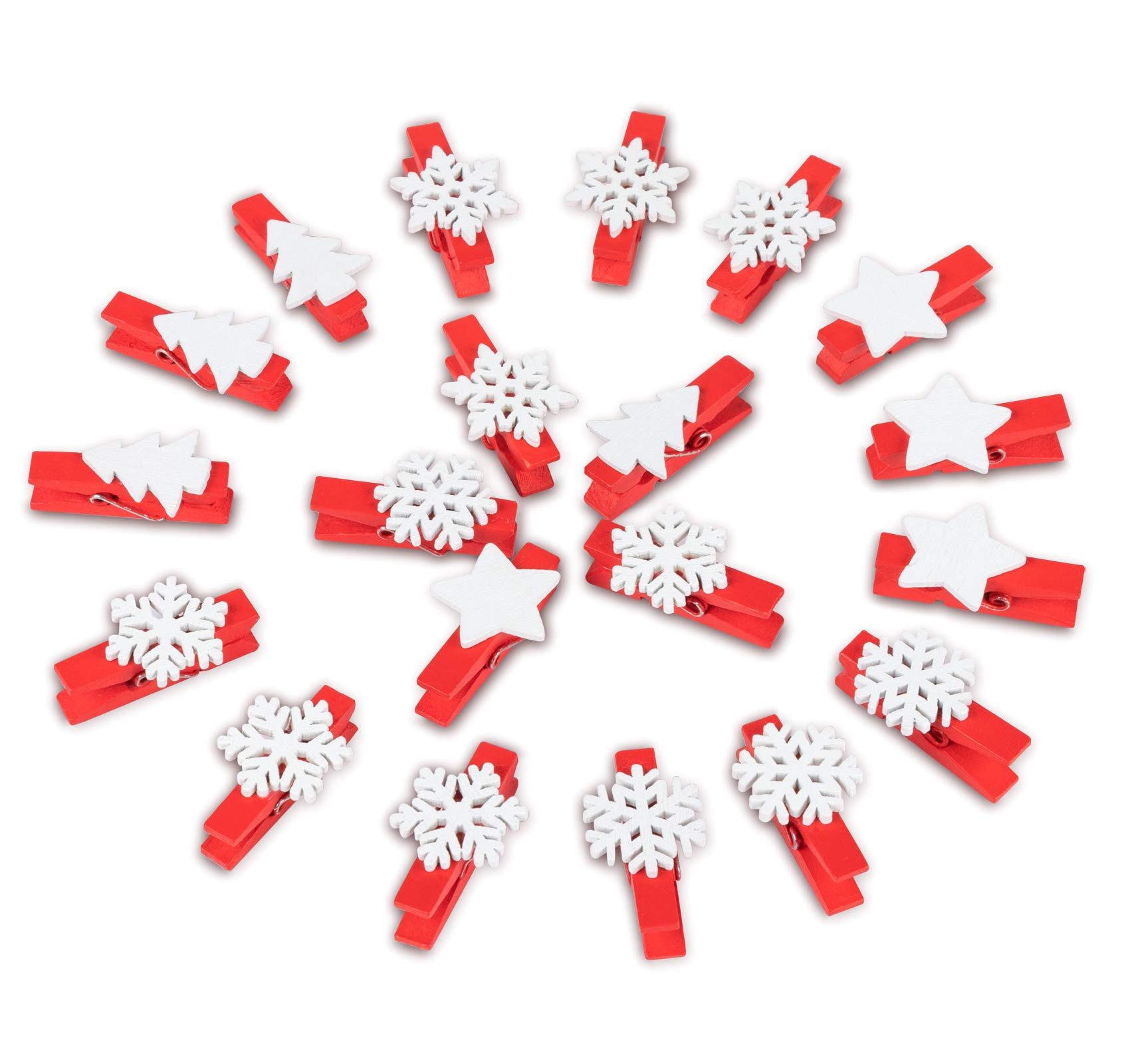 Bundviel Weihnachtsbaumklammer Mini Holz Wäscheklammern Set Weihnachtsmotiv günstig online kaufen