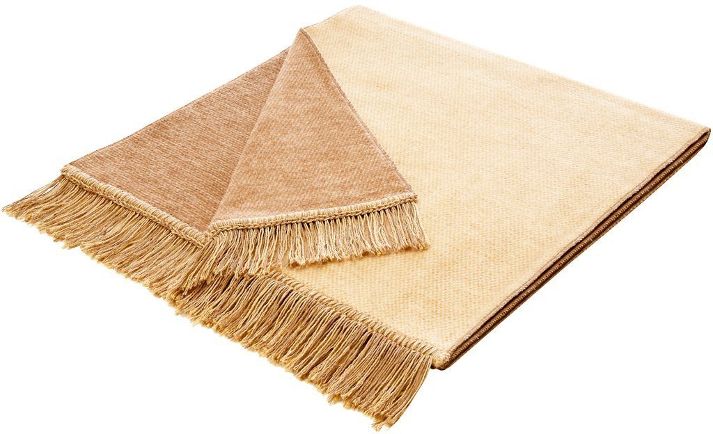 beige Pepper Cover Fransen mit Biederlack, Salt Cotton Sesselschoner &