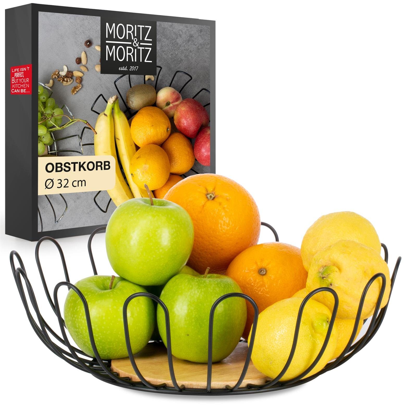 Moritz & Moritz Obstschale Obstkorb Brot (32cm, 2-tlg), Gemüse für Korb und Schwarz, Metall, Geschenke, Früchte