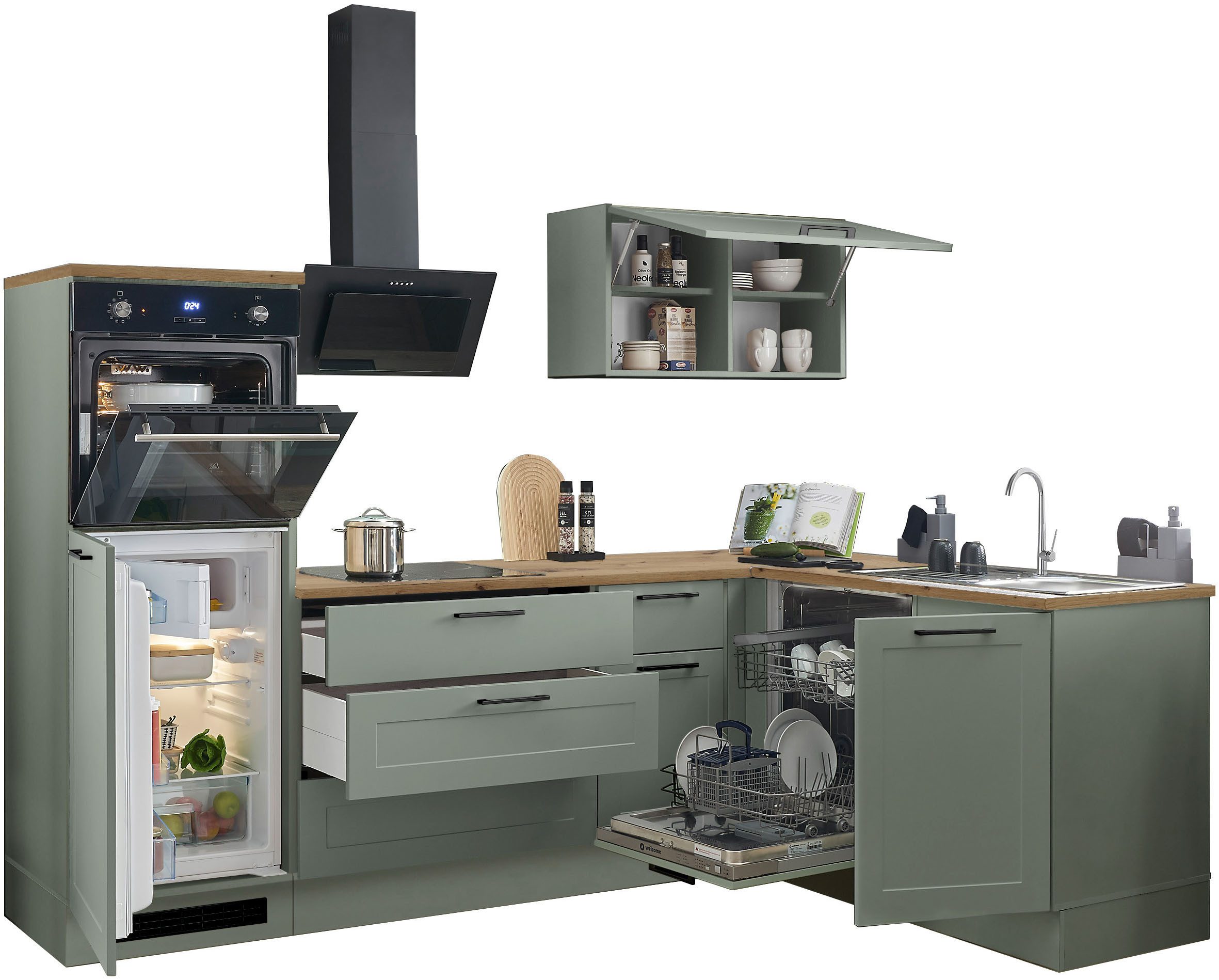 BASIC by Balculina Winkelküche Marsi, Stellmaße 260x175 cm, wahlweise E-Geräten, mit Soft-Close-Funktion