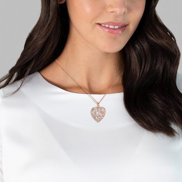 Rafaela Donata Silberkette Herzkette aus Sterling Silber, rosevergoldet, Zirkonia