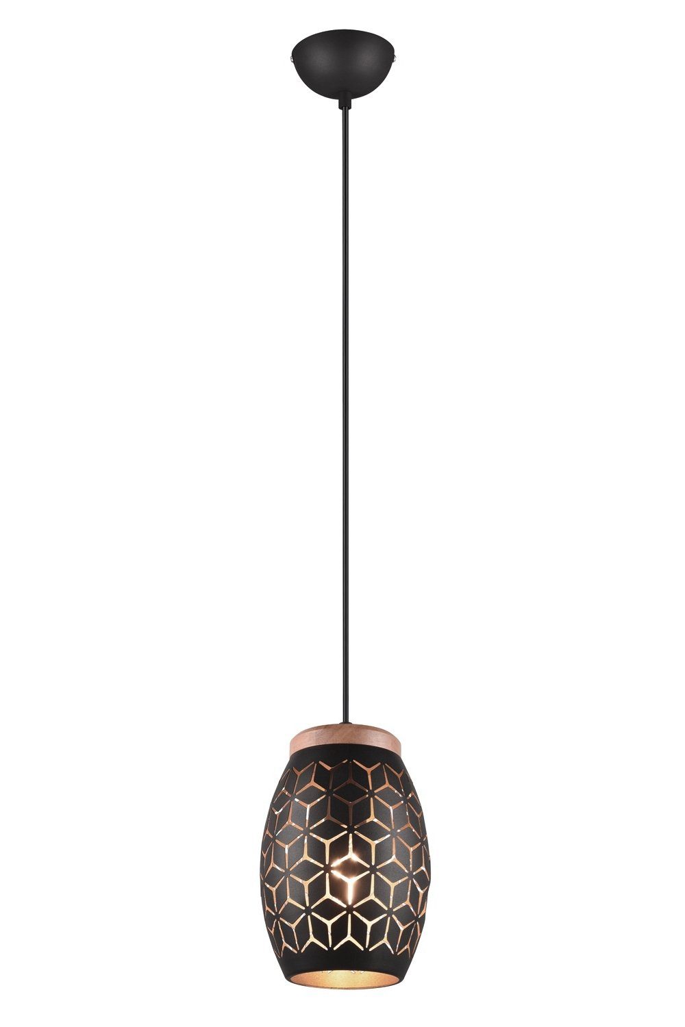 Reality Leuchten Pendelleuchte BIDAR, 1-flammig, Schwarz, Braun, Metall, ohne Leuchtmittel, H 150 cm