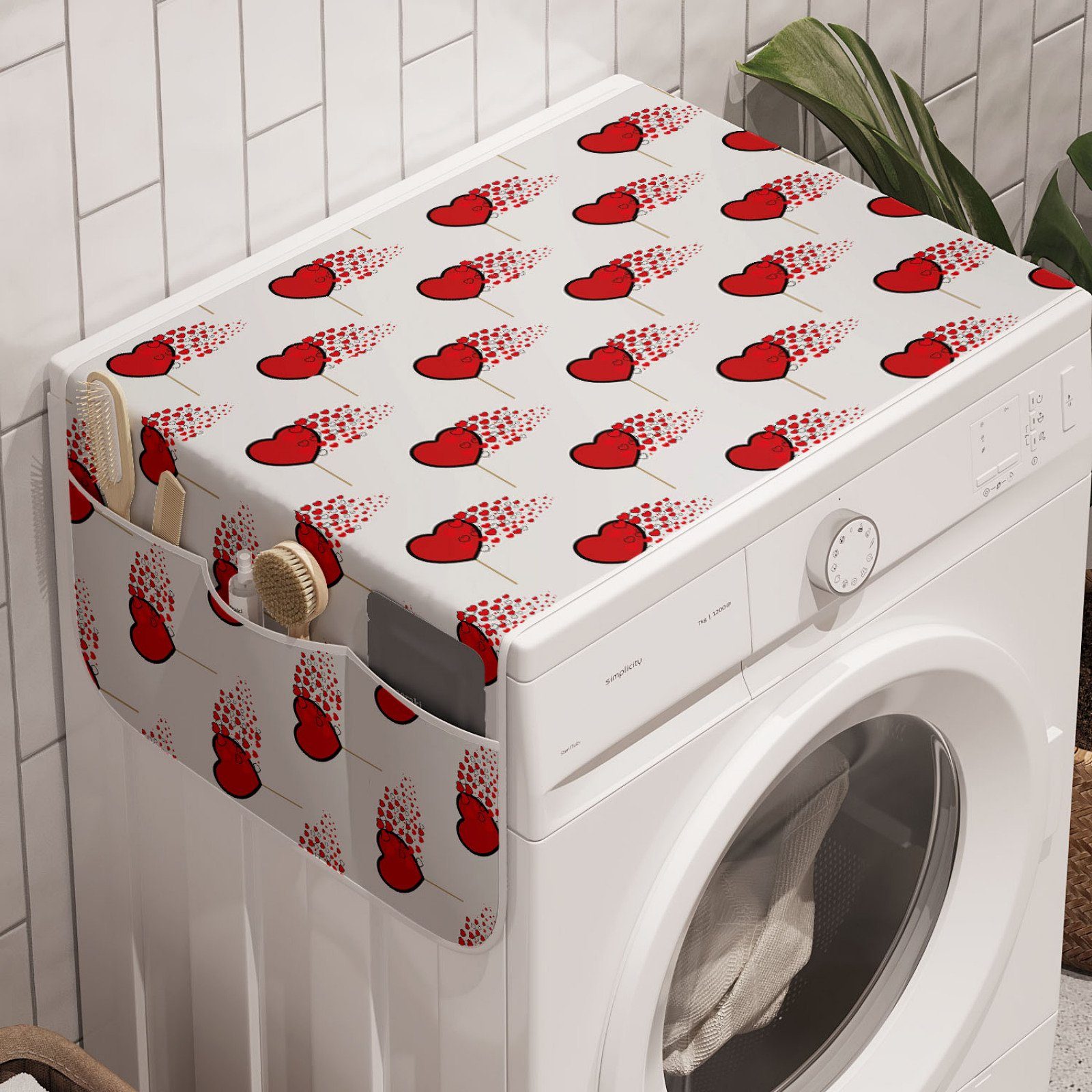 Valentinstag Abakuhaus Trockner, Herz-Lollipops Waschmaschine Anti-Rutsch-Stoffabdeckung und Badorganizer für