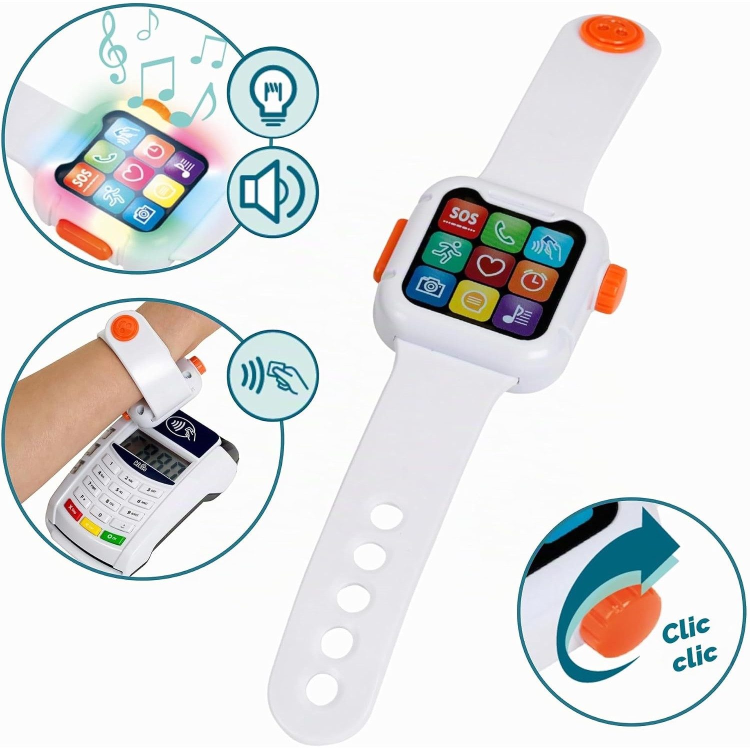Theo Klein Spielkasse 7276 MM - PoS Terminal und Smart Watch, mit Licht, Soun