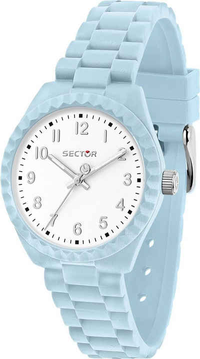 Sector Quarzuhr »Sector Damen Armbanduhr Analog«, (Armbanduhr), Damen Armbanduhr rund, groß (ca. 42mm), Silikonarmband blau, Fashion
