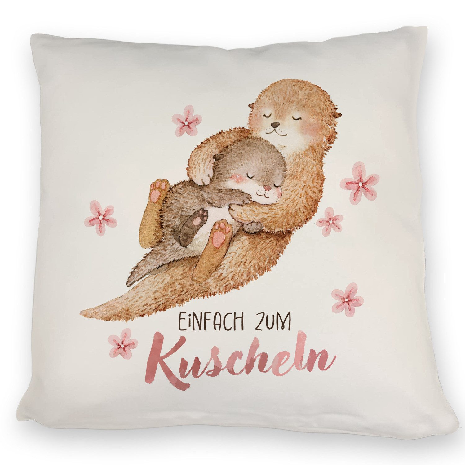 speecheese Dekokissen Otter Baby und Mutter Kissen mit Spruch Einfach zum Kuscheln