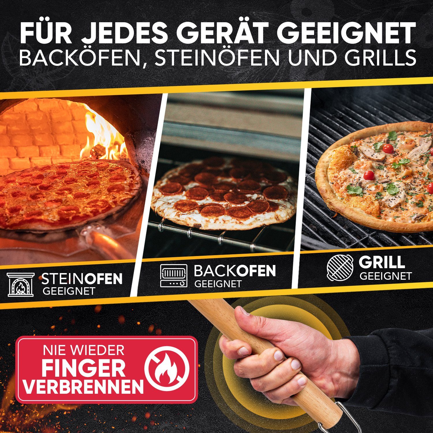 Loco Bird Pizzaschieber aus rostfreiem Aluminium, Pizzaheber mit abgerundeten Kanten