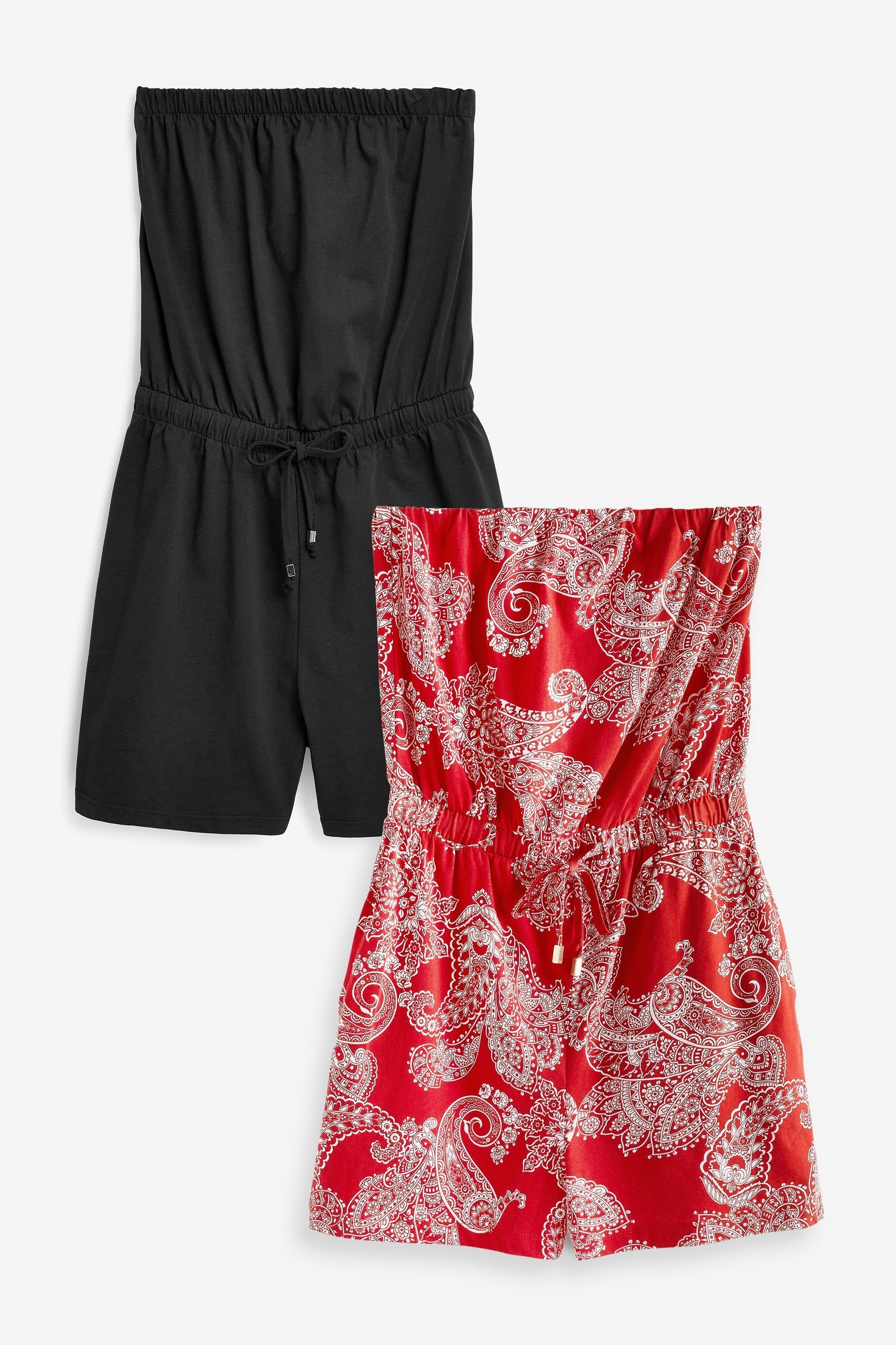 Next Playsuit Overall mit Schlauchtop, 2er-Pack (2-tlg) Red Paisley/Black
