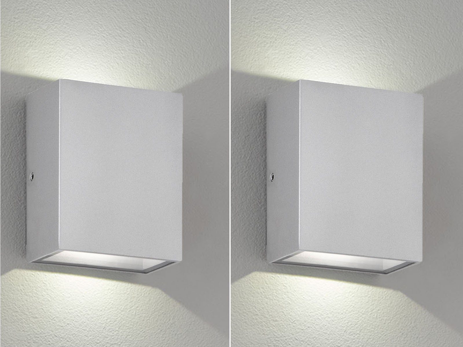 IP Außen-Wandleuchte, Beleuchtung für fest 54, LED Hauswand Fassaden-Lampen & Haustür 2er SET LED Außenlicht meineWunschleuchte integriert, Warmweiß,