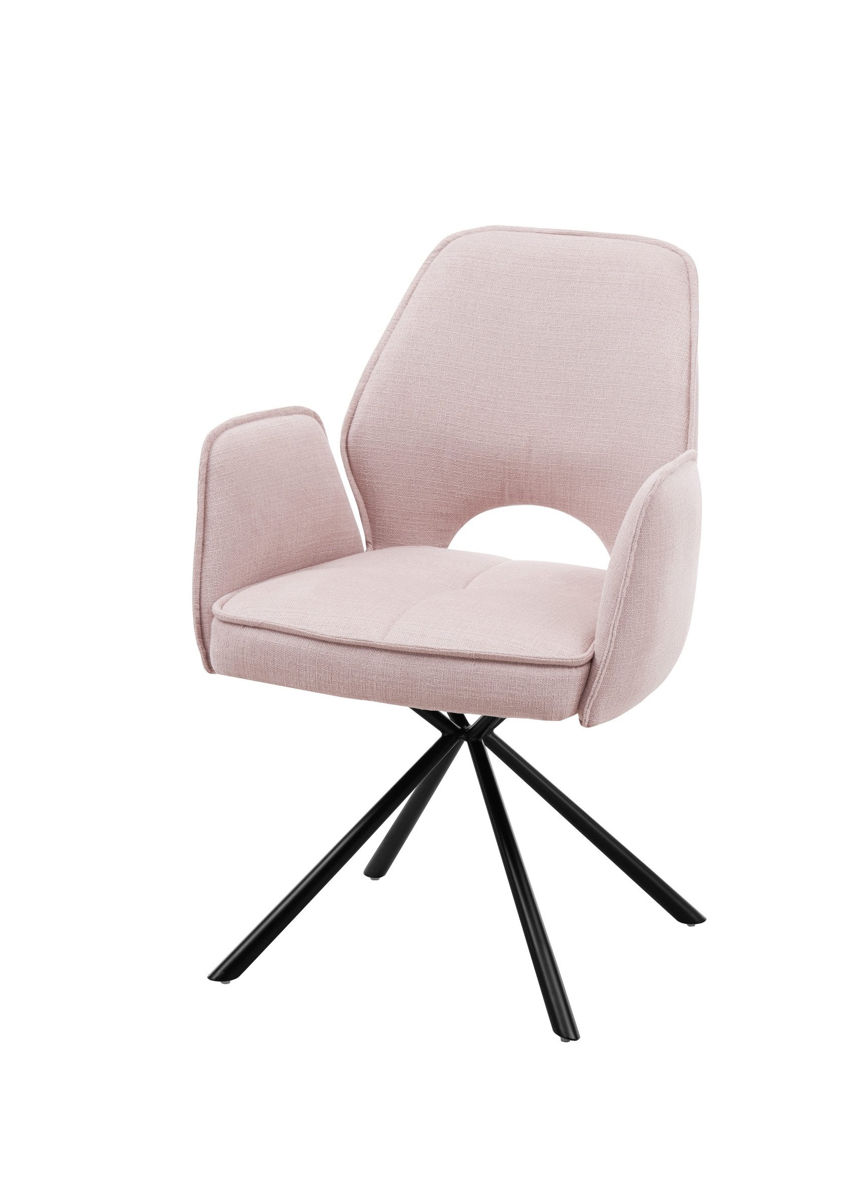 Armlehnstuhl (2er Set) in light pink, Stoffbezug - 61x86x61cm (BxHxT)