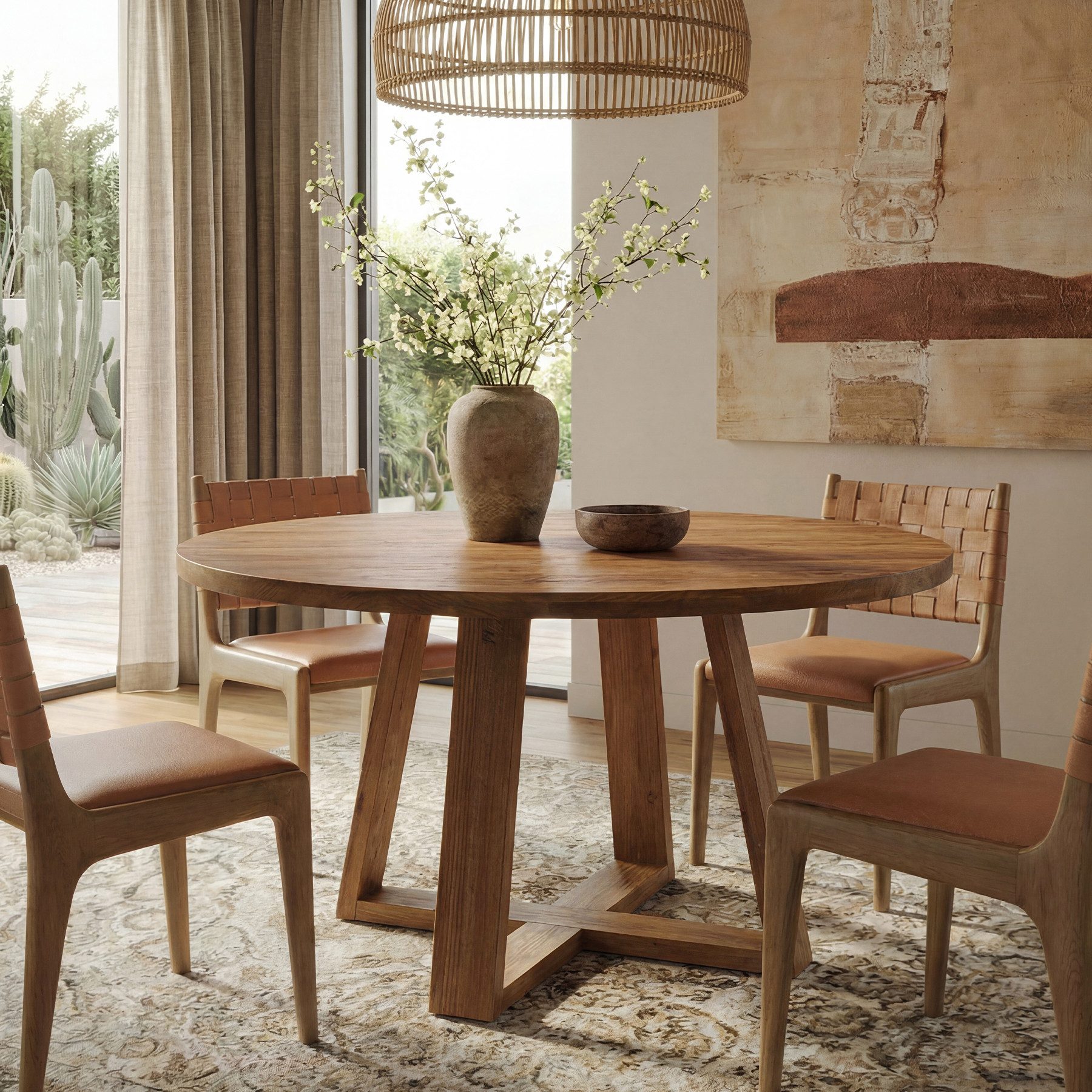Tribesigns Esstisch 120cm Runder Massivholz-Esstisch, Küchentisch im Landhausstil für 4-6