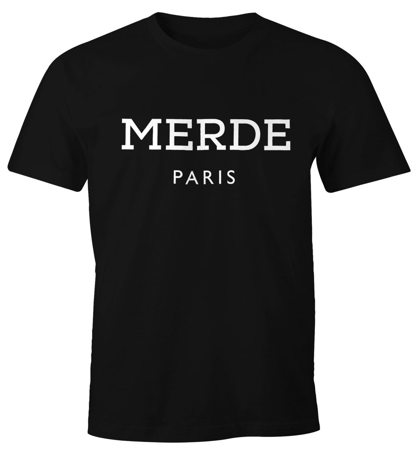 MoonWorks Print-Shirt Merde Paris Herren T-Shirt Fun-Shirt Moonworks® mit Print schwarz