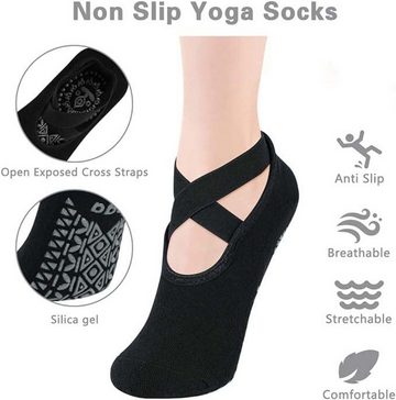 Coonoor Sportsocken rutschfeste Socken Damen für Yoga Pilates Tanz Ballet mit Griffen