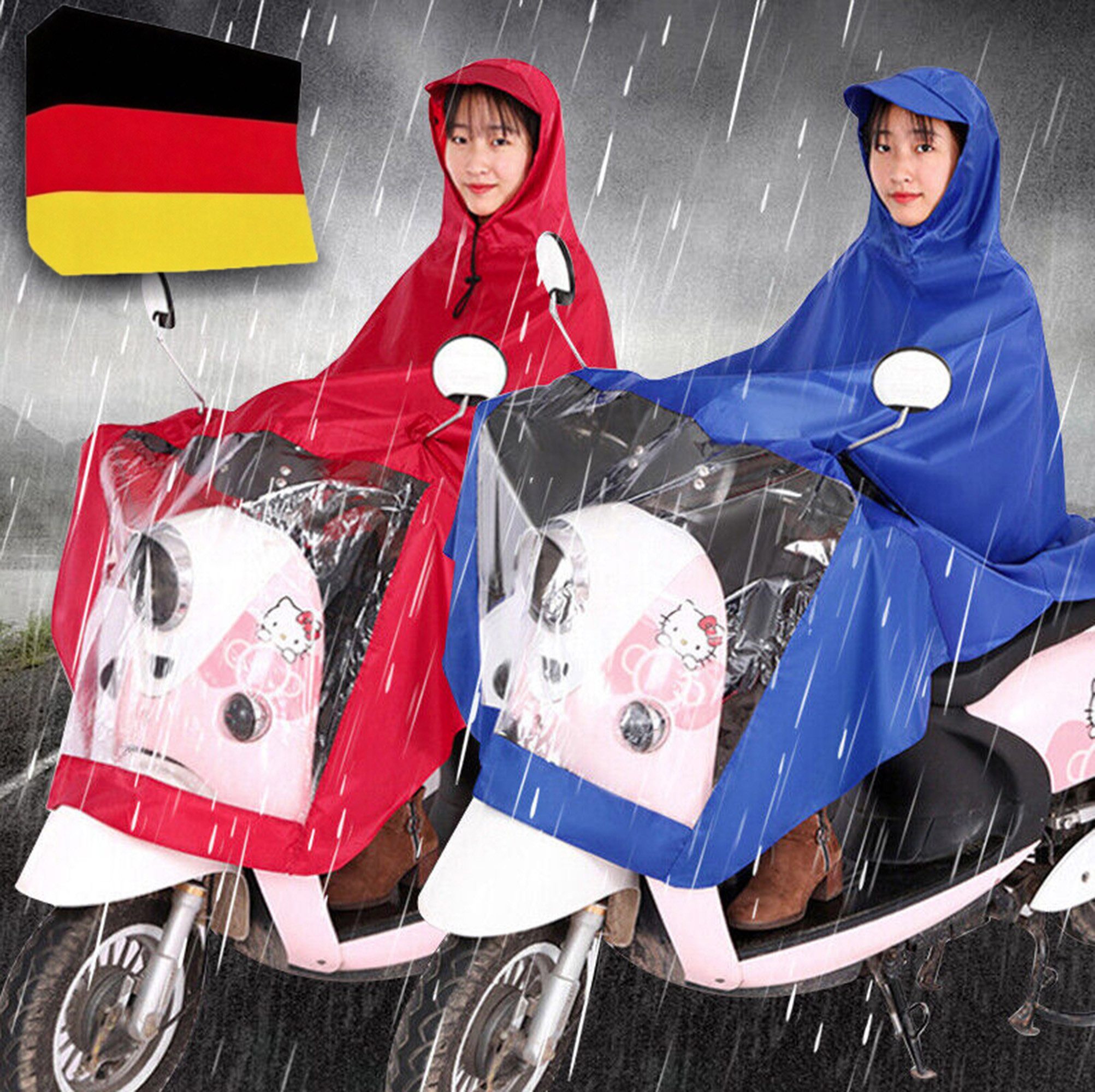 ibettertec Regenjacke Regenmantel, Wandern, Angeln, Radfahren, Reisen (Spar-Set, 1-St., 1 x faltbarer Regenponcho mit Aufbewahrungstasche) Wiederverwendbar, Mit Kapuze, Mit Taschen
