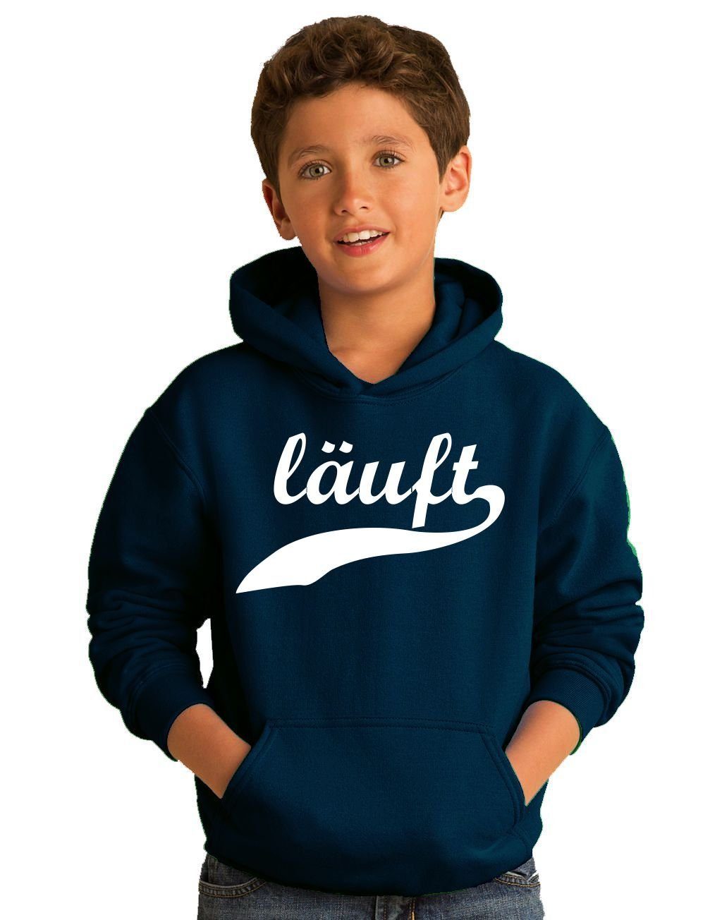 coole-fun-t-shirts Hoodie LÄUFT ! Kinder Sweatshirt mit Kapuze Hoodie Gr.128-164 Jungen +Mädchen