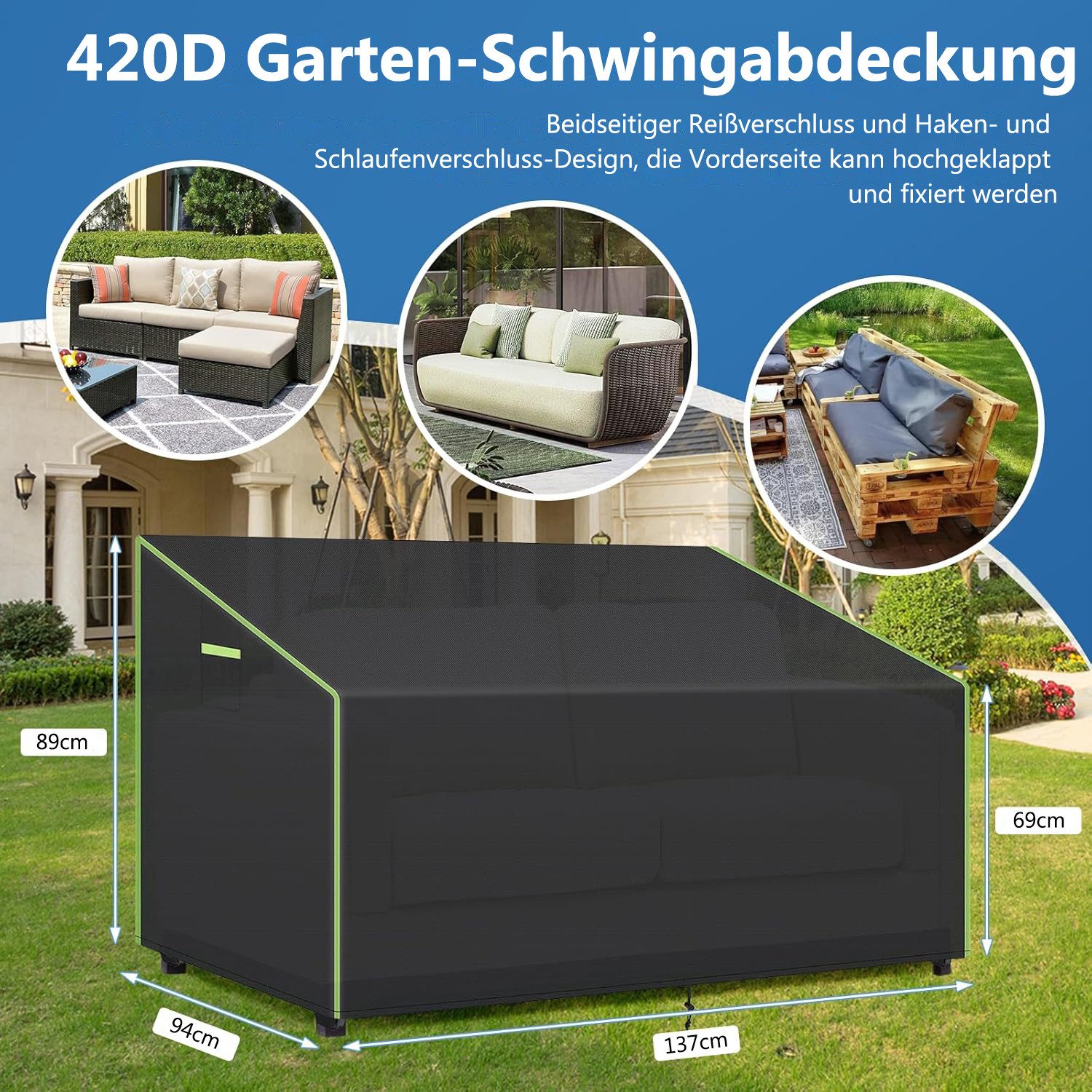 Kaket Gartenmöbel-Schutzhülle Große Abdeckung für Outdoor Gartensofa Palett günstig online kaufen